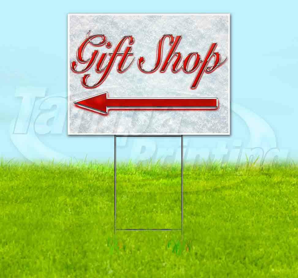 GIFT SHOP LEFT ARROW Yard Sign Corrugated Plastic Bandit Lawn Decorations USA