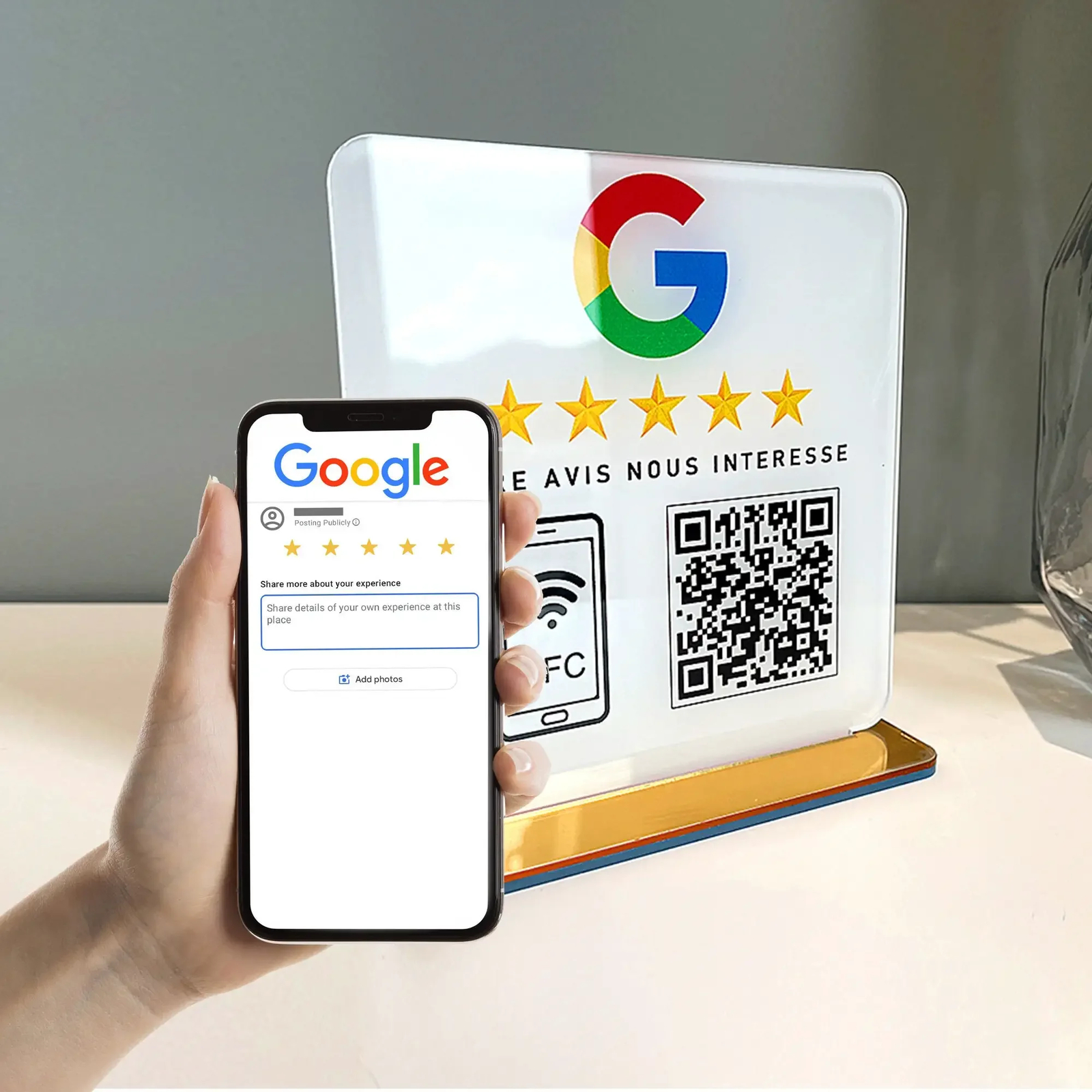 Custom Review Us on Google QR Code Sign Google Review Sign with NFC