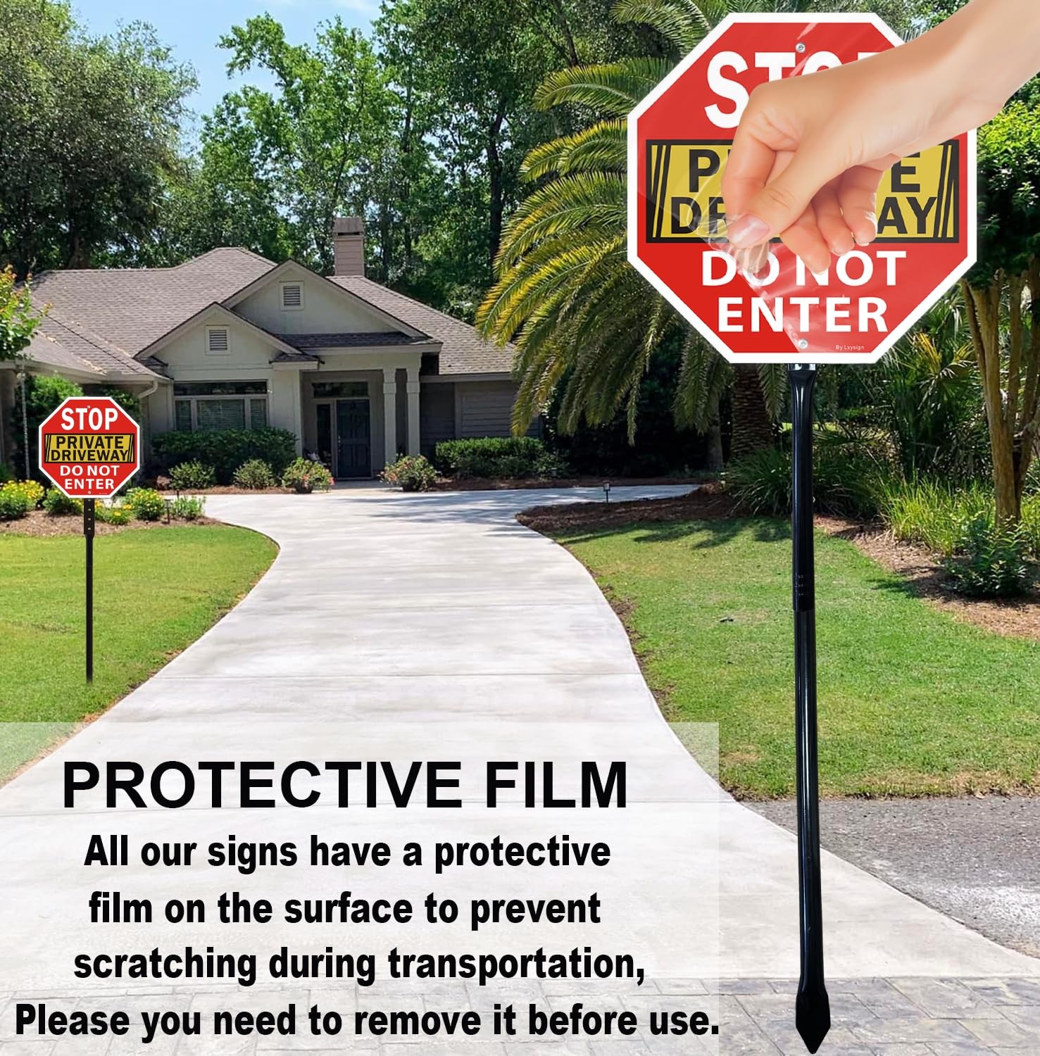Reflective Aluminum Stop Private Driveway Do Not Enter Sign 12×12 Inch 2 PCS