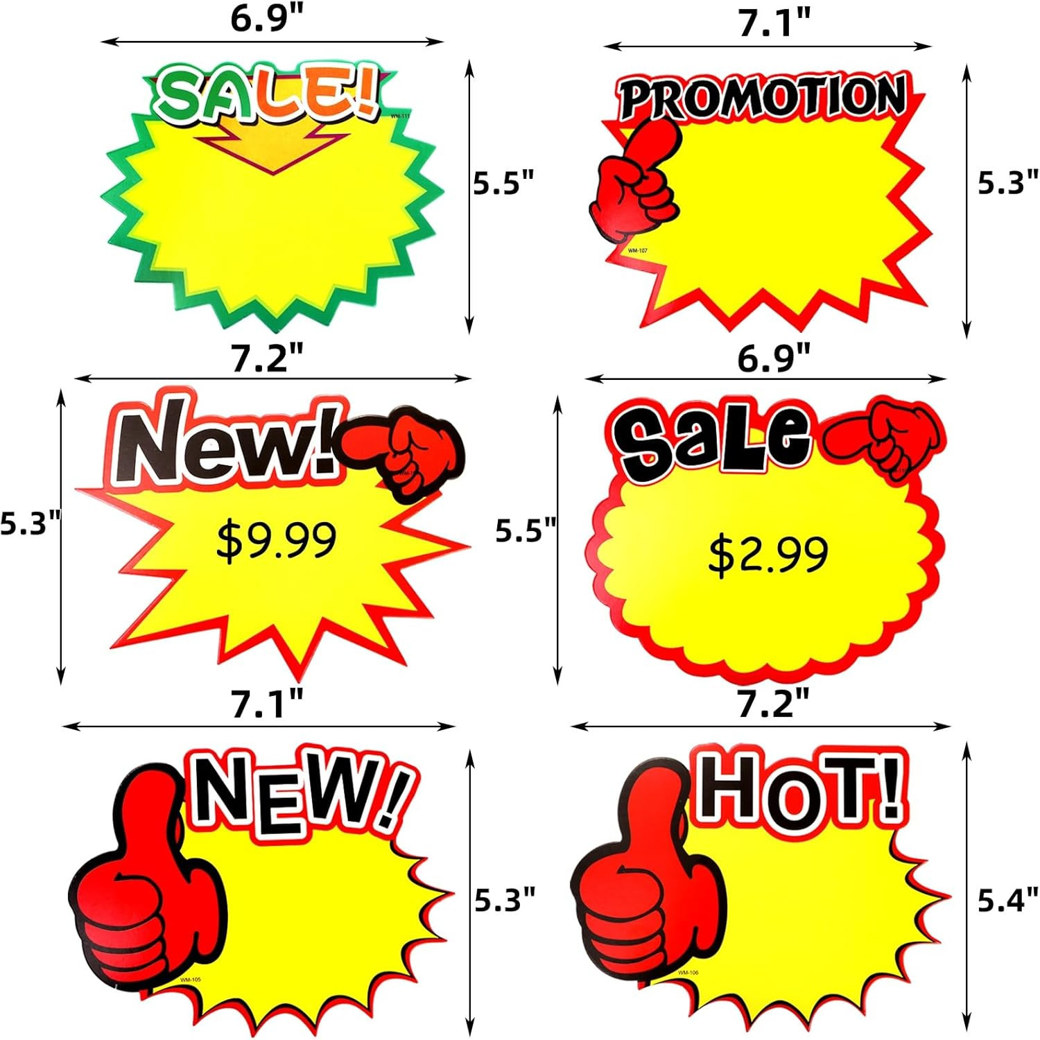 240 Pieces Burst Sign Cards, 7 X 5.5 Inch Large Star Shaped Blank Sale Sign Tags