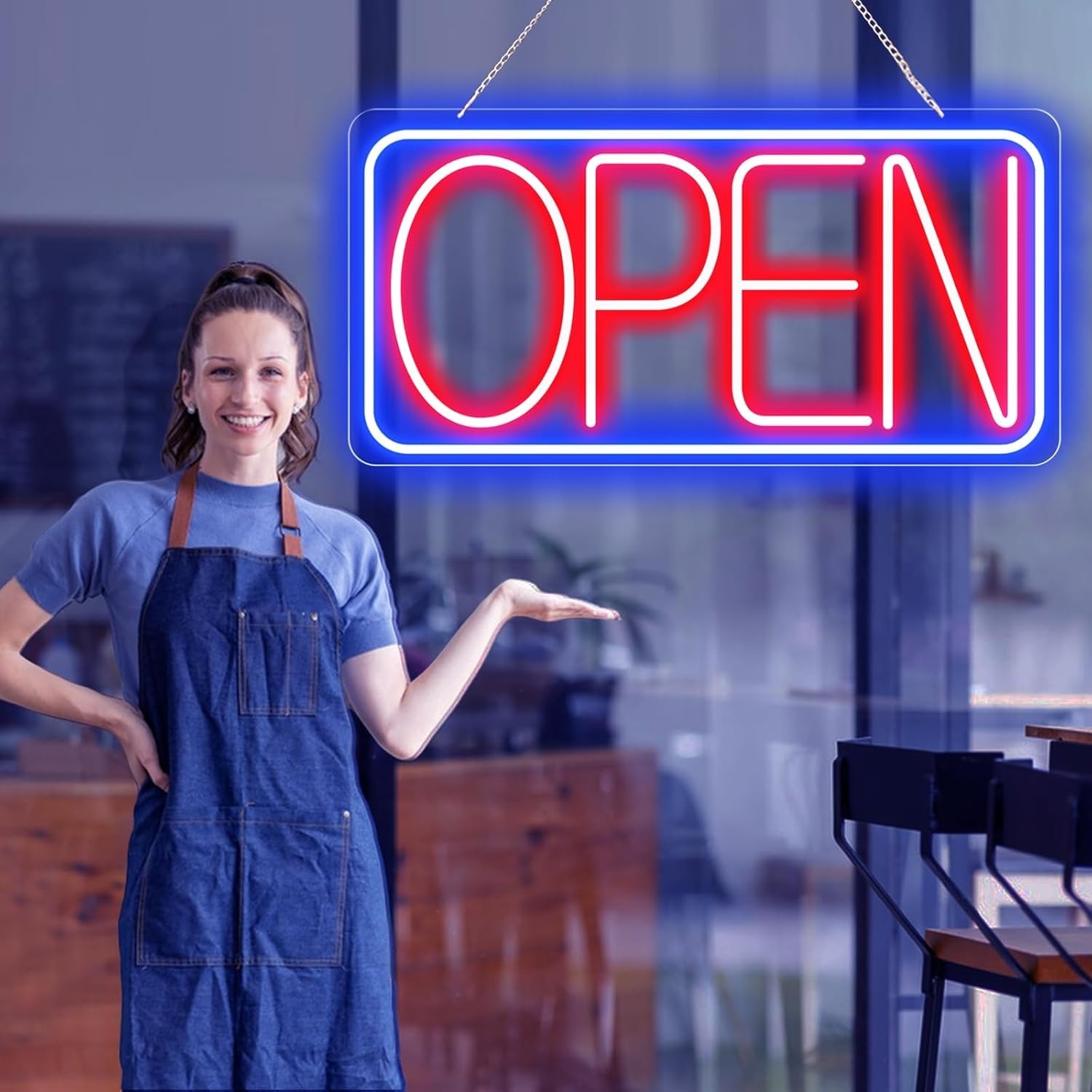 22&Prime; X 11&Prime; Led Neon Open Signs for Business Ultra Bright Plug In Electric Light