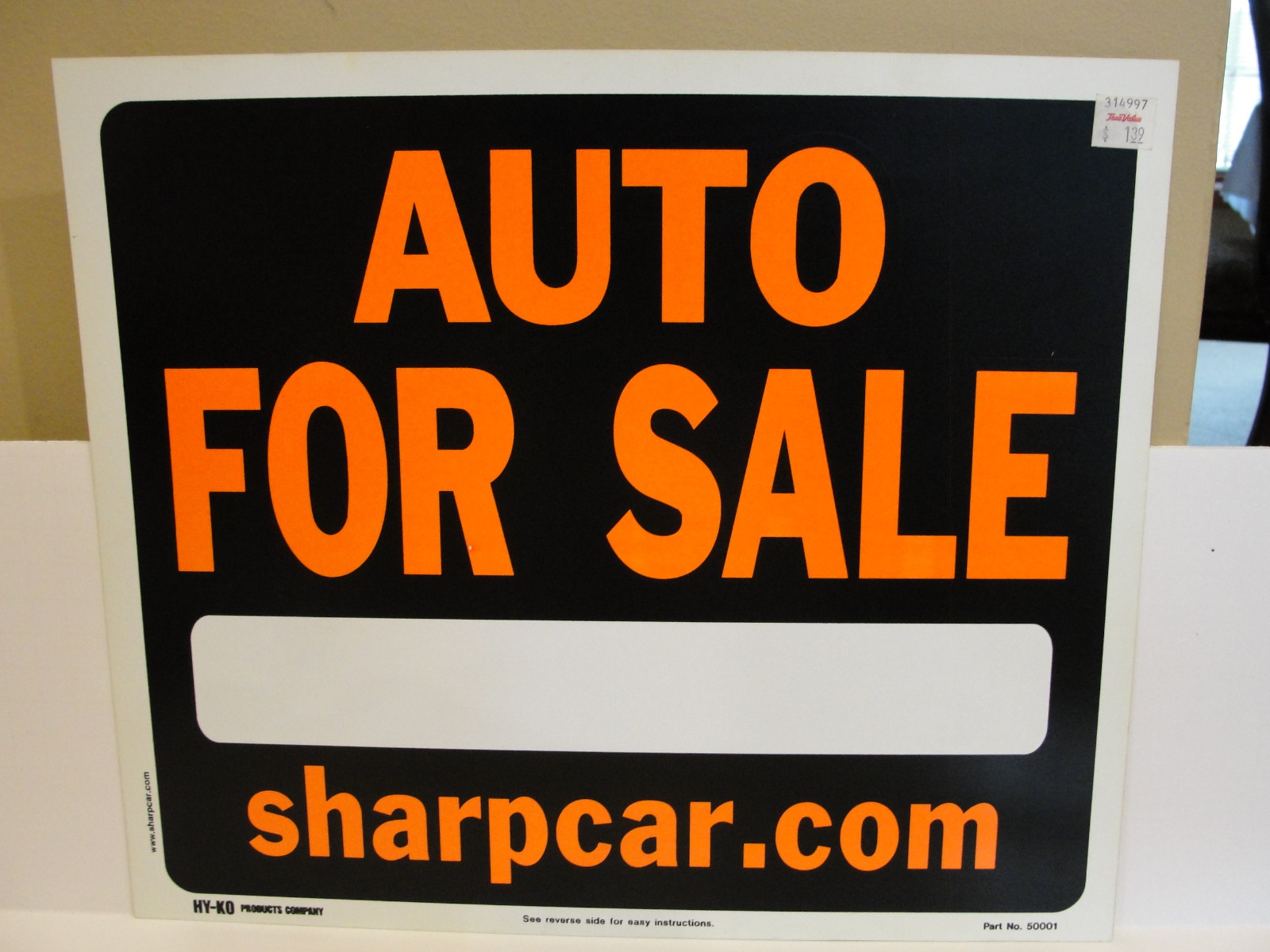HY KO Products 50001 « Auto For Sale » Sign 9&Prime; x 12&Prime;