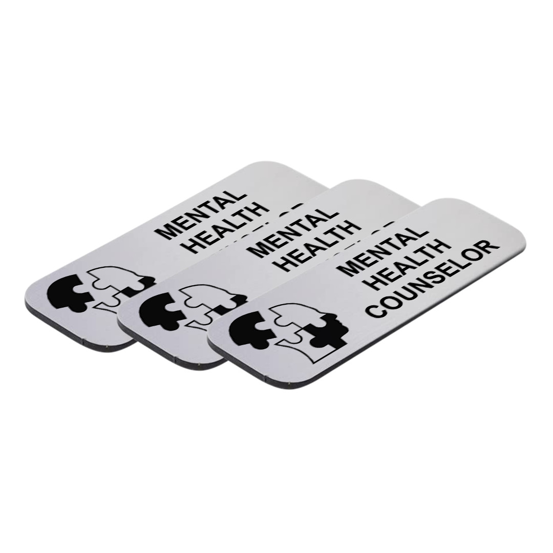 Mental Health Counselor 1&Prime; x 3&Prime; Name Tag/Badge, (3 Pack)