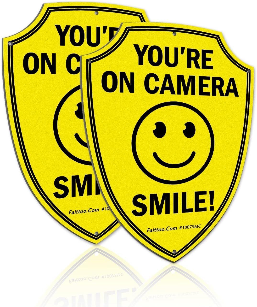 Smile You&rsquo;re On Camera Sign, Video Surveillance Signs Outdoor, 2-Pack, 9.6 x …