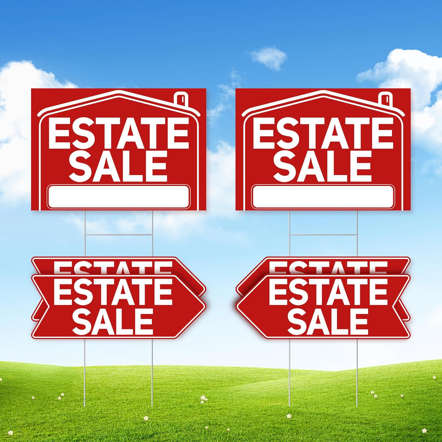 6 Pcs Estate Sale Signs with Stakes, 2 Large Estate Sale Signs 17&Prime; X 12&Prime; and …