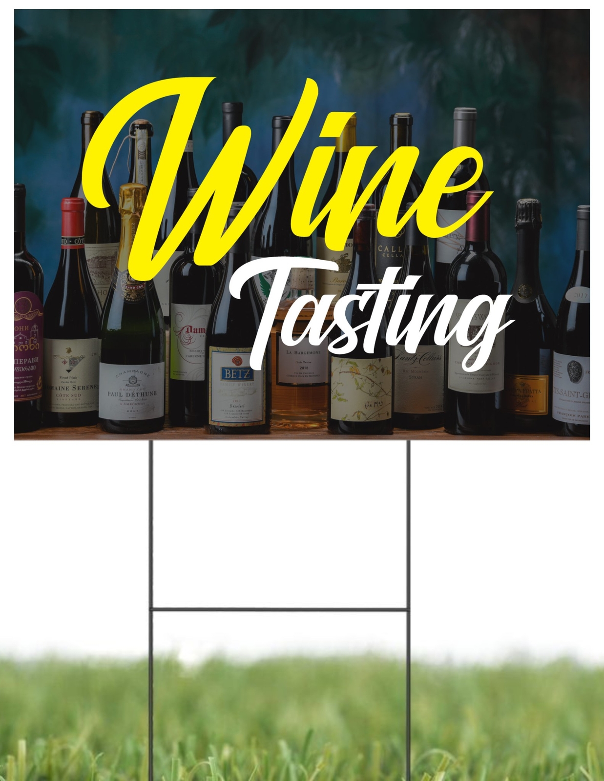 Wine Tasting | Sidewalk Yard Sign with Metal Stakes | 24&Prime;W x 18&Prime;H