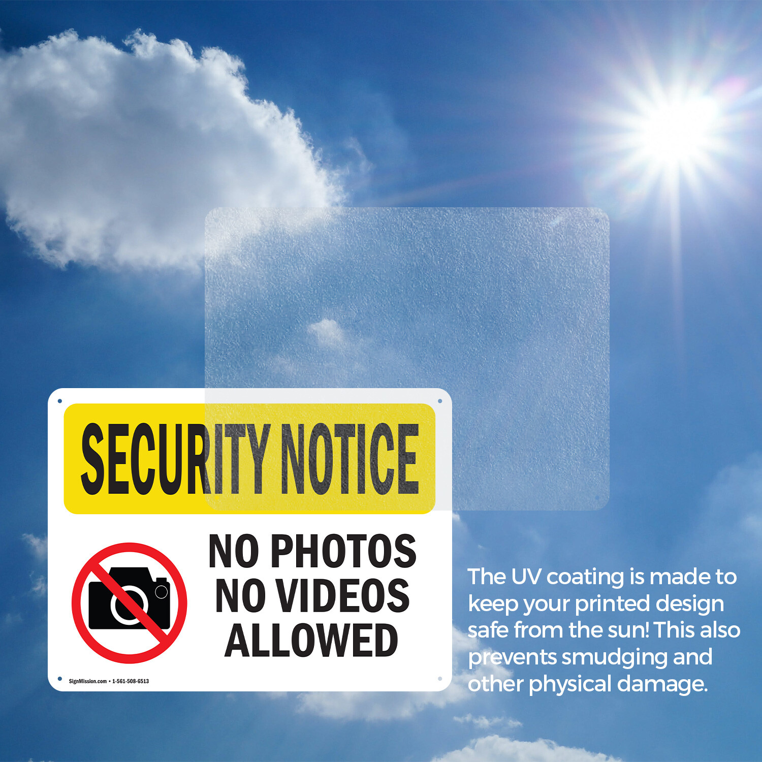 (2 Pack) No Photos Or Video Allowed OSHA Security Notice Sign Decal Metal