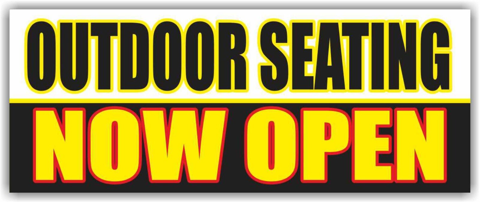 OUTDOOR SEATING NOW OPEN Advertising Banner Vinyl Sign Patio Welcome Breakfast