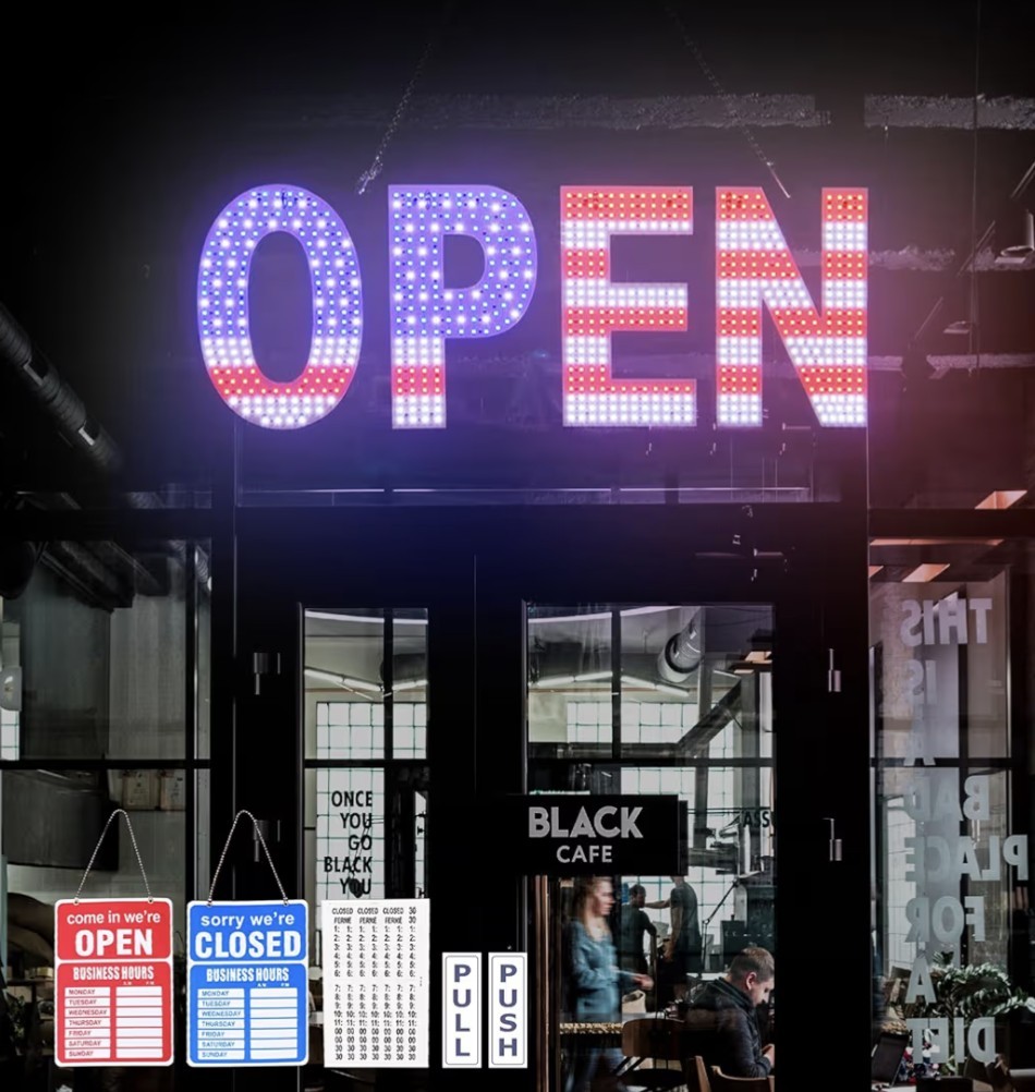 LED Open Signs for Business, 30&Prime;x10&Prime; Large Dimmable US Flag