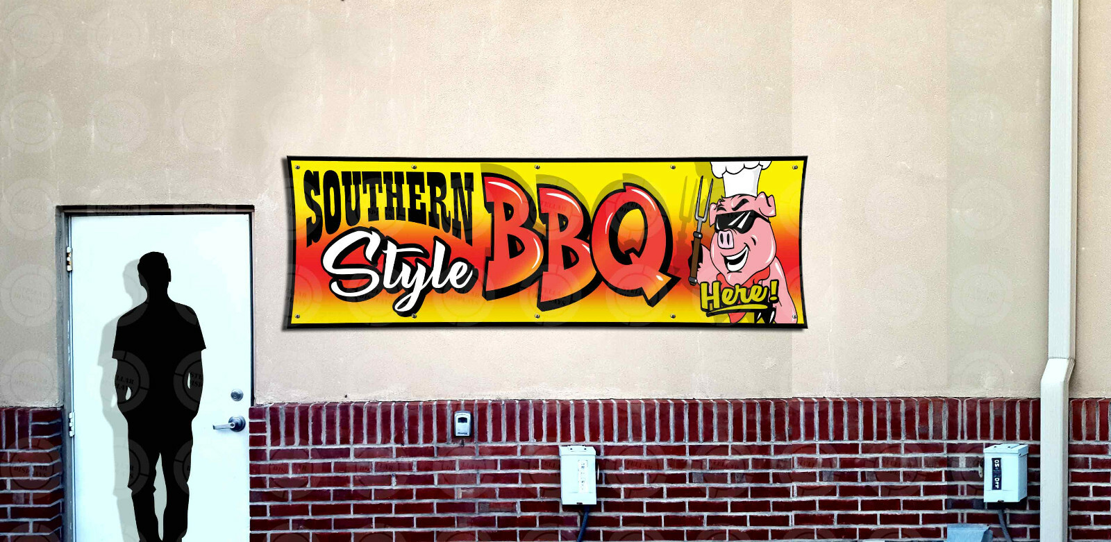 SOUTHERN STYLE BBQ Banner Open Sign Display Restaurant Tailgate Festival Cookout