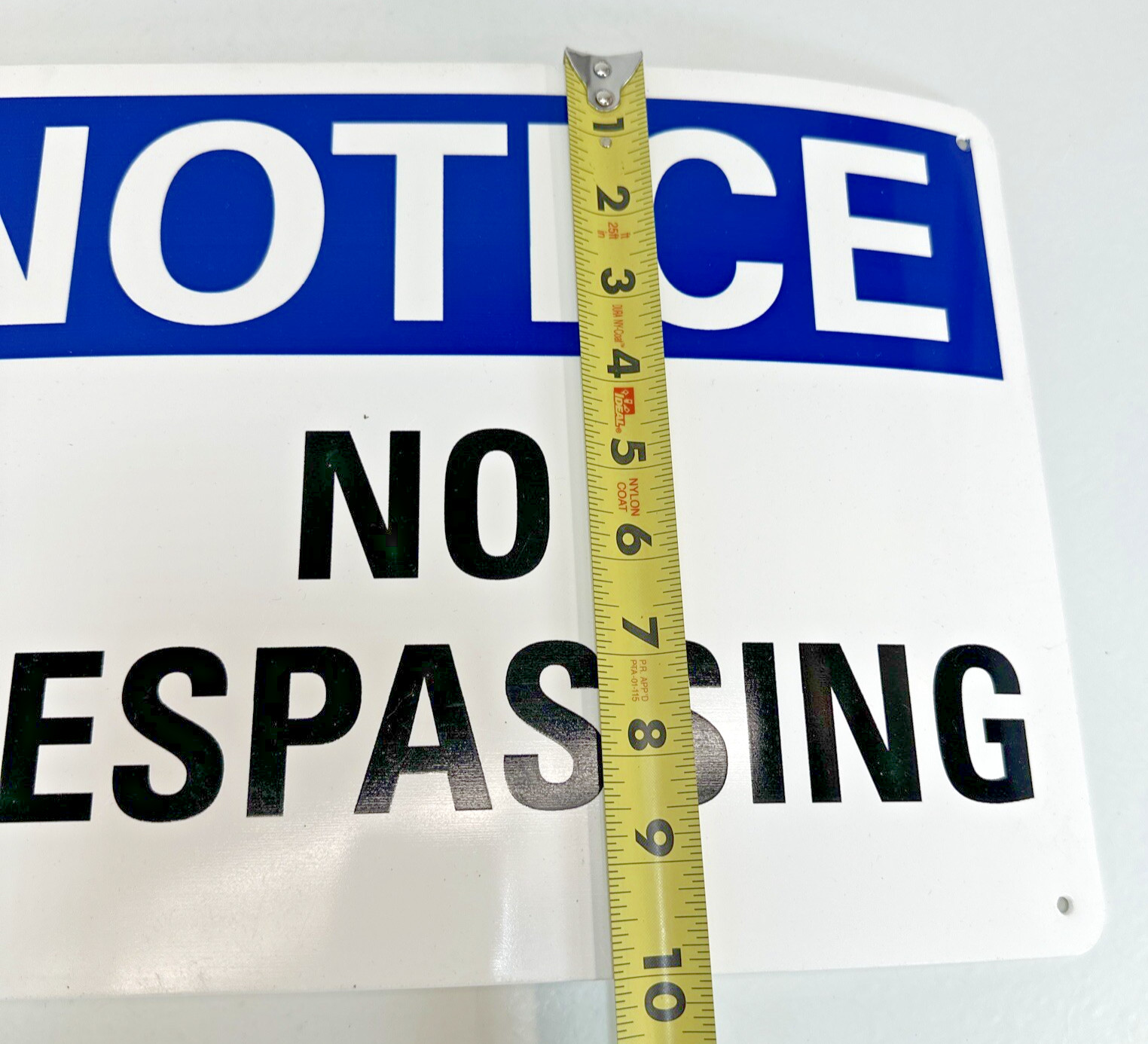 (2 Pack) No Trespassing OSHA Notice Sign Plastic, Blue Black White, 4 Holes