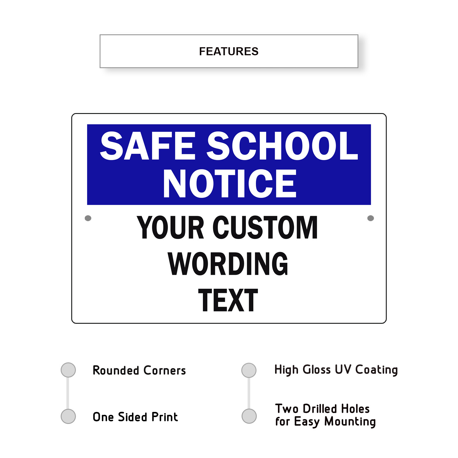 Custom Sign Safe School Notice Your Custom Text Wording Sign Aluminum Metal Sign