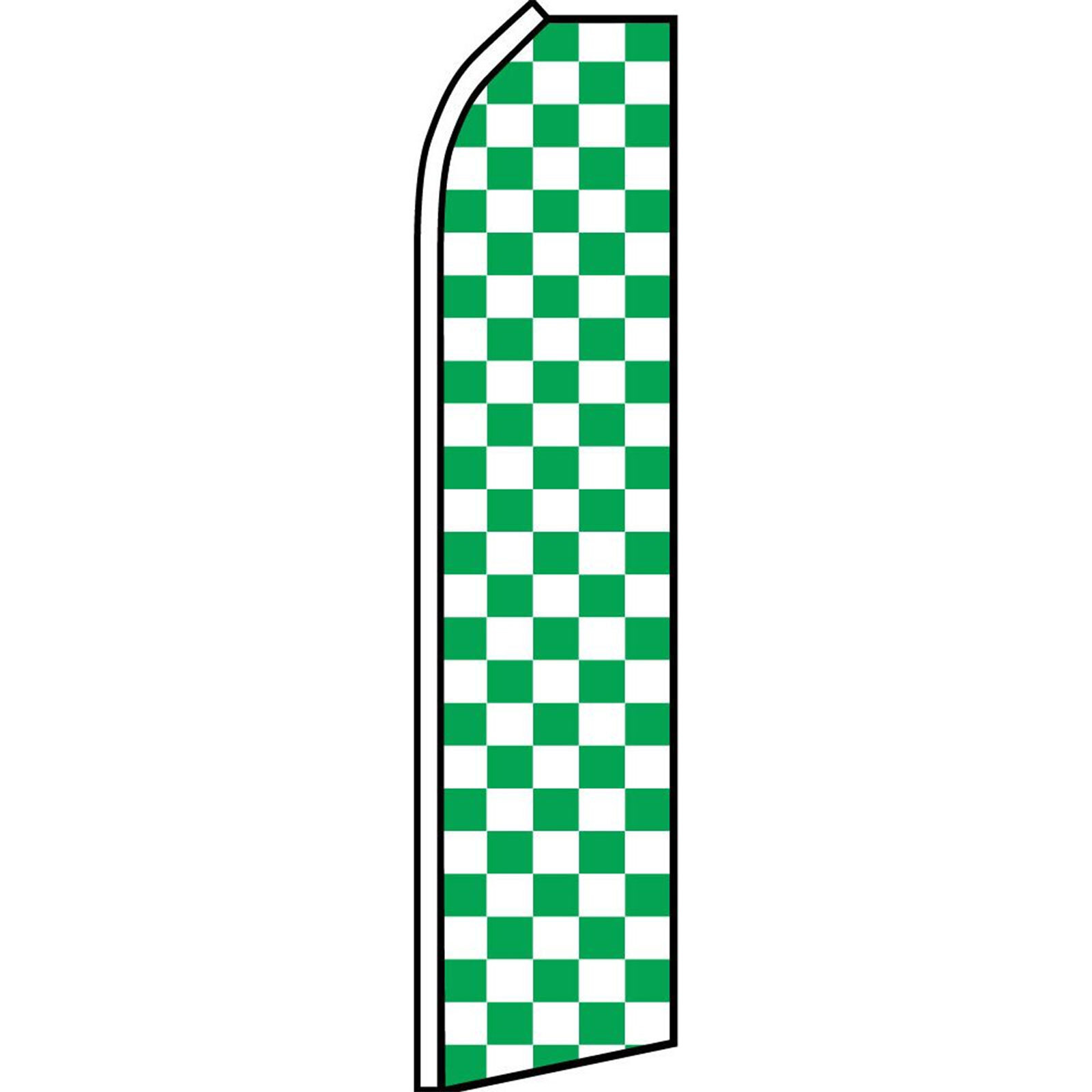 Green and White Checkered 2 1/2 ft X 11 1/2 ft Swooper Flag (Flag Only)
