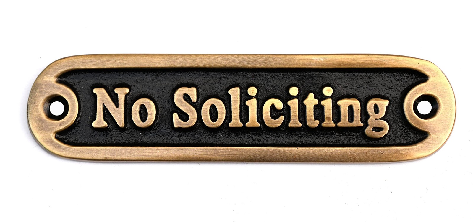 Brass No Soliciting Thank You Sign 5&Prime; – Solid Brass Wall Plaque – No Soliciting