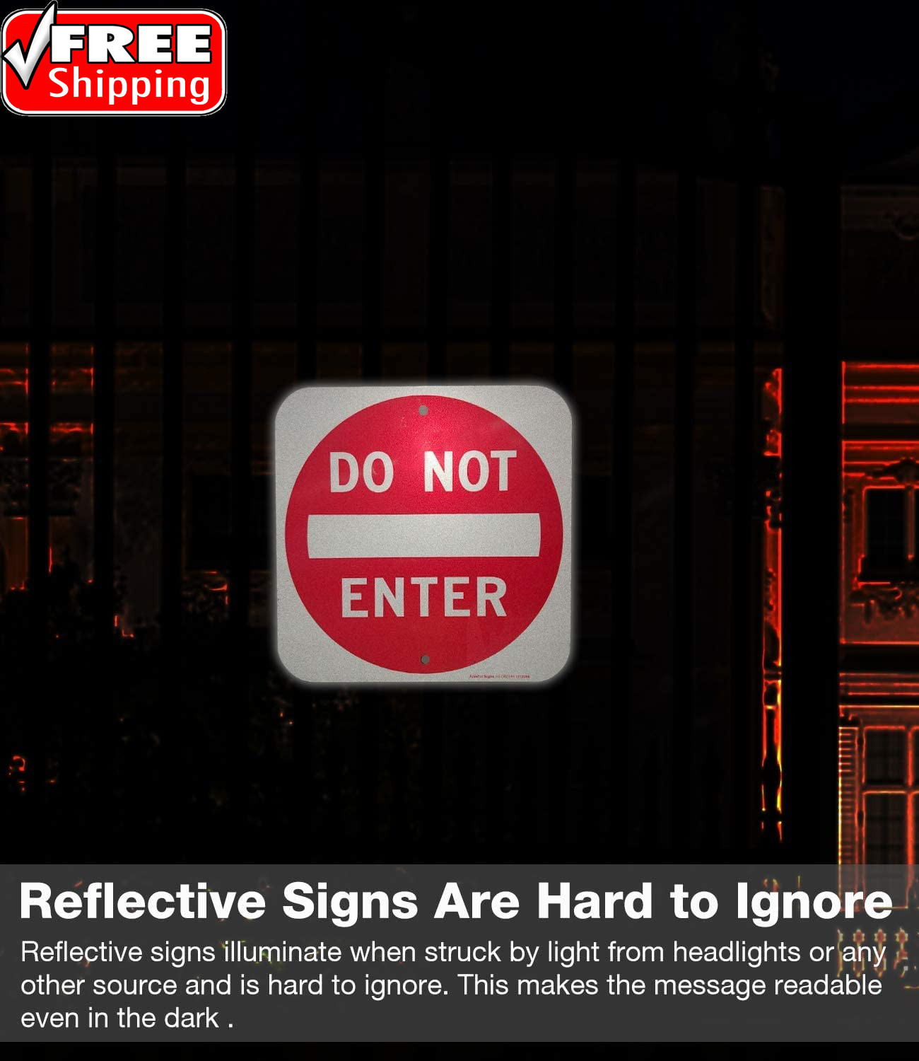 Do Not Enter Sign,12X12 Inch Square .040 Aluminum,Reflective Rust Free Metal Sig