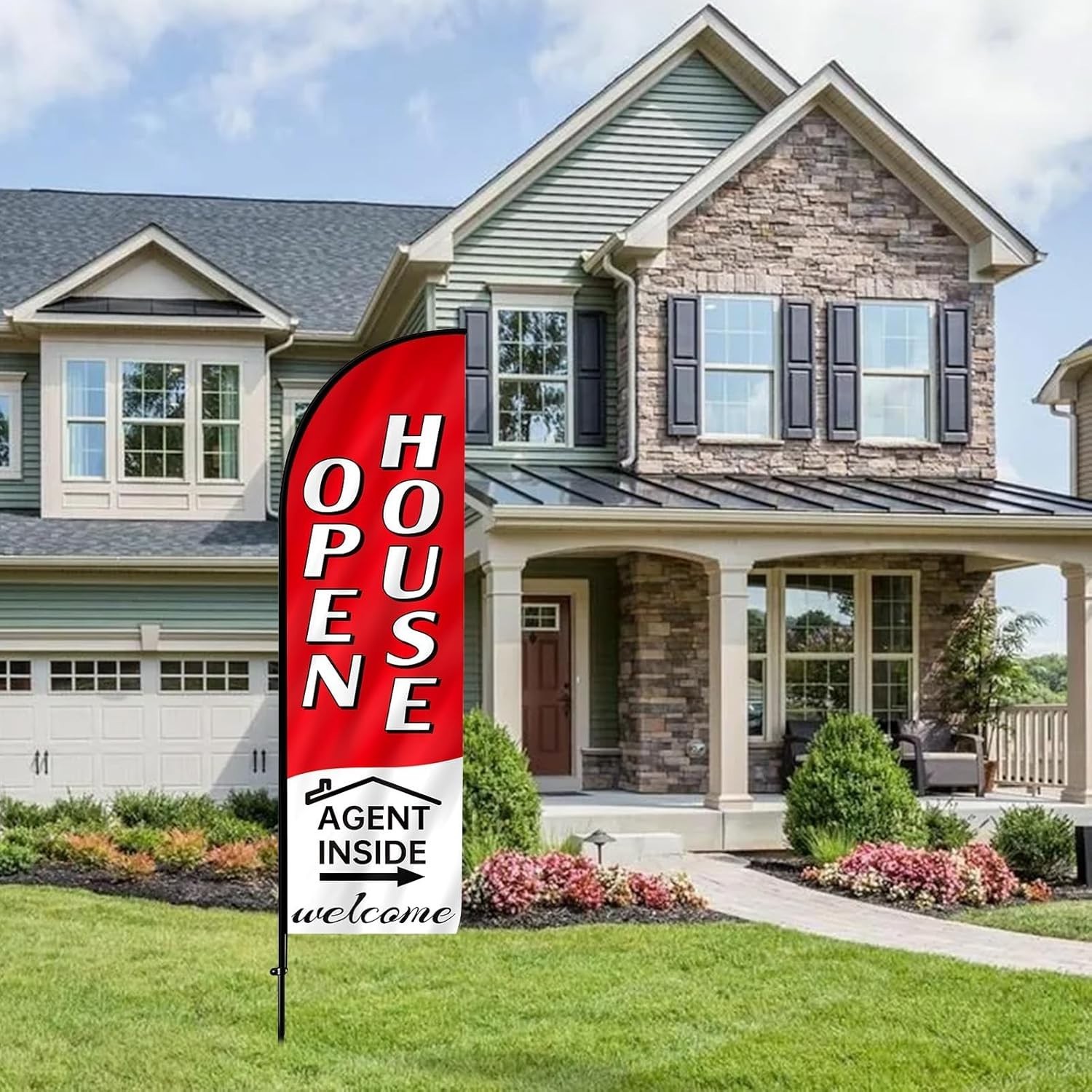 7.9FT Open House Signs for Real Estate Agents,Business Open House Flag and Po…