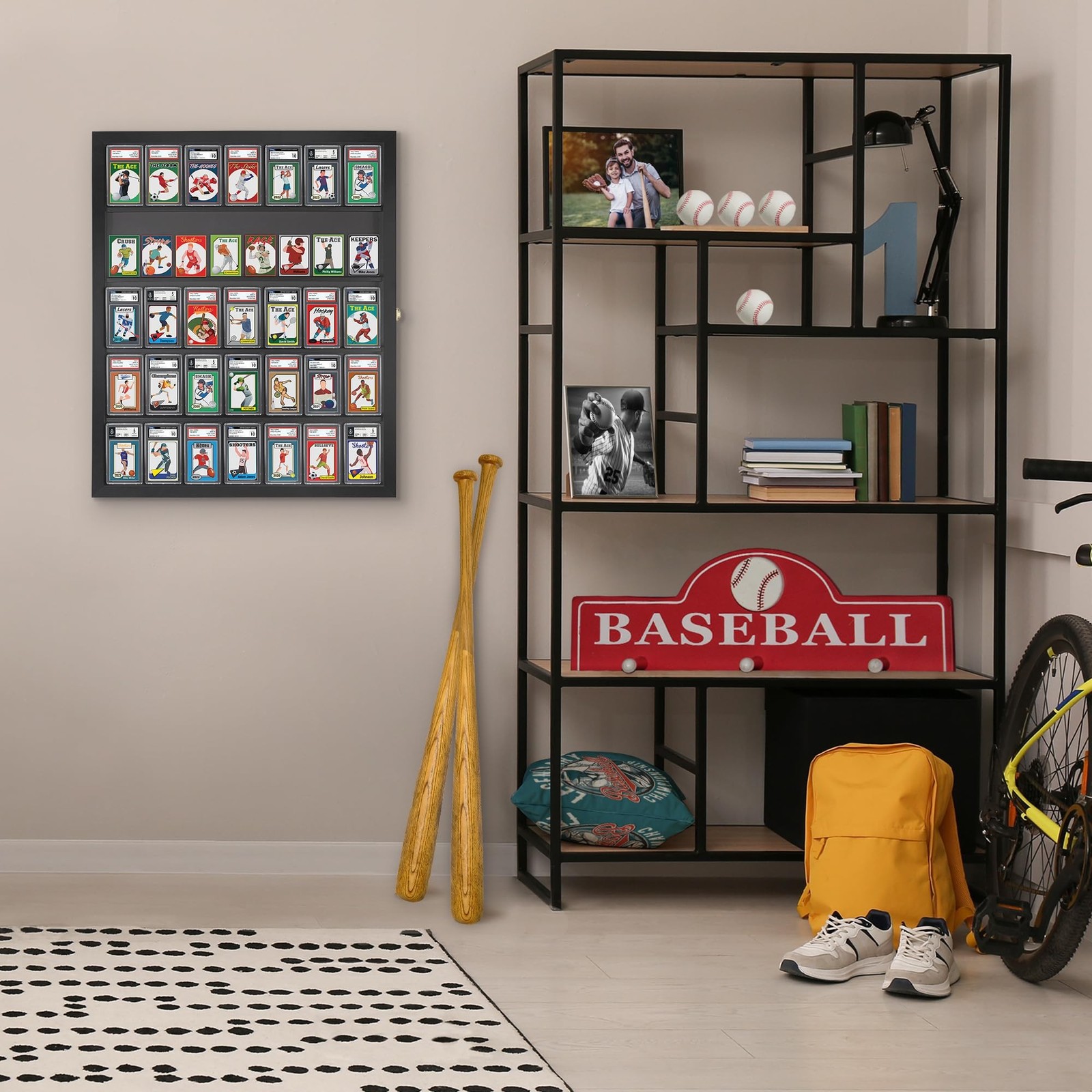 Americanflat 24×31 Baseball Card Display Case Lockable – Holds Up to 35 Colle…