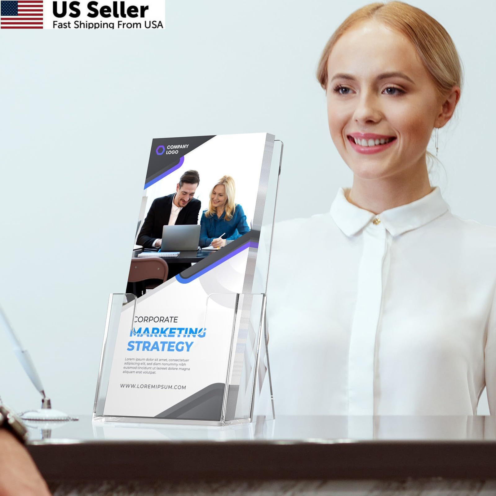 2 Pck 4&Prime; Acrylic Brochure Holder Clear Trifold Flyer Display Stand Menu Pamphlet