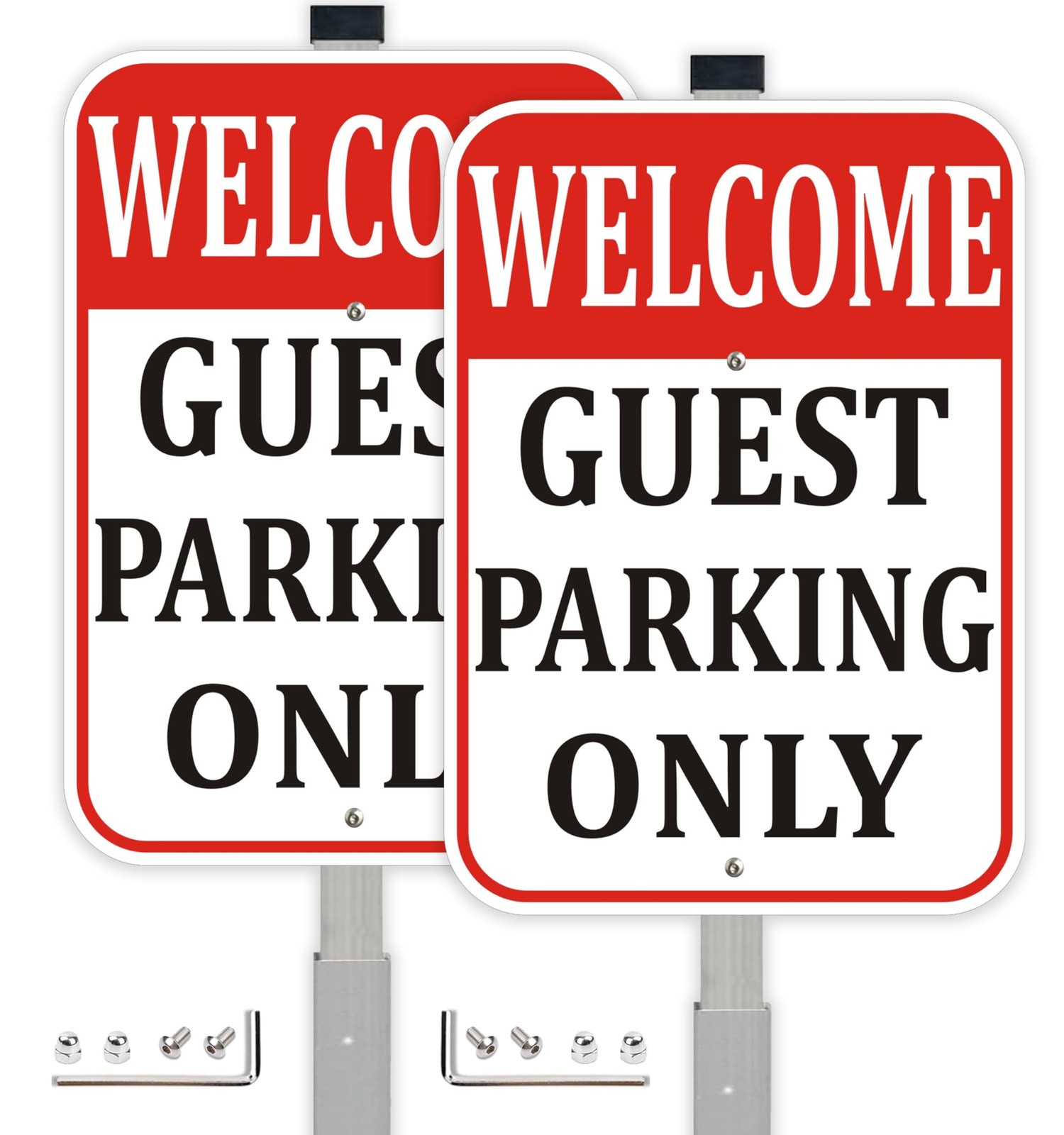 2Pack Welcome Guest Parking Only Sign with 36-Inch Metal Stakes, 10 x 14 Inch…