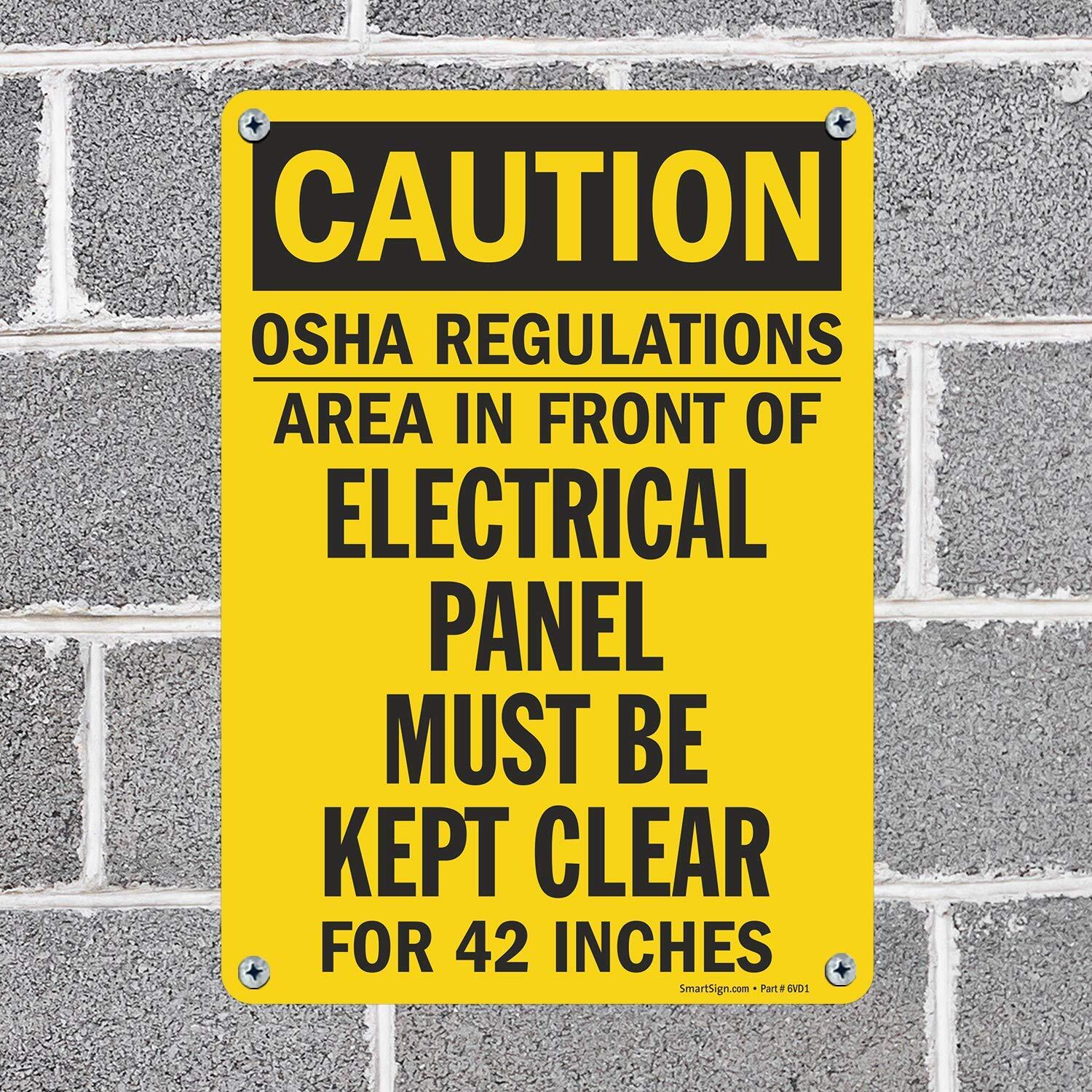 10×14 inch Caution Sign Electrical Panel Must Be Kept Clear for 42 Inches
