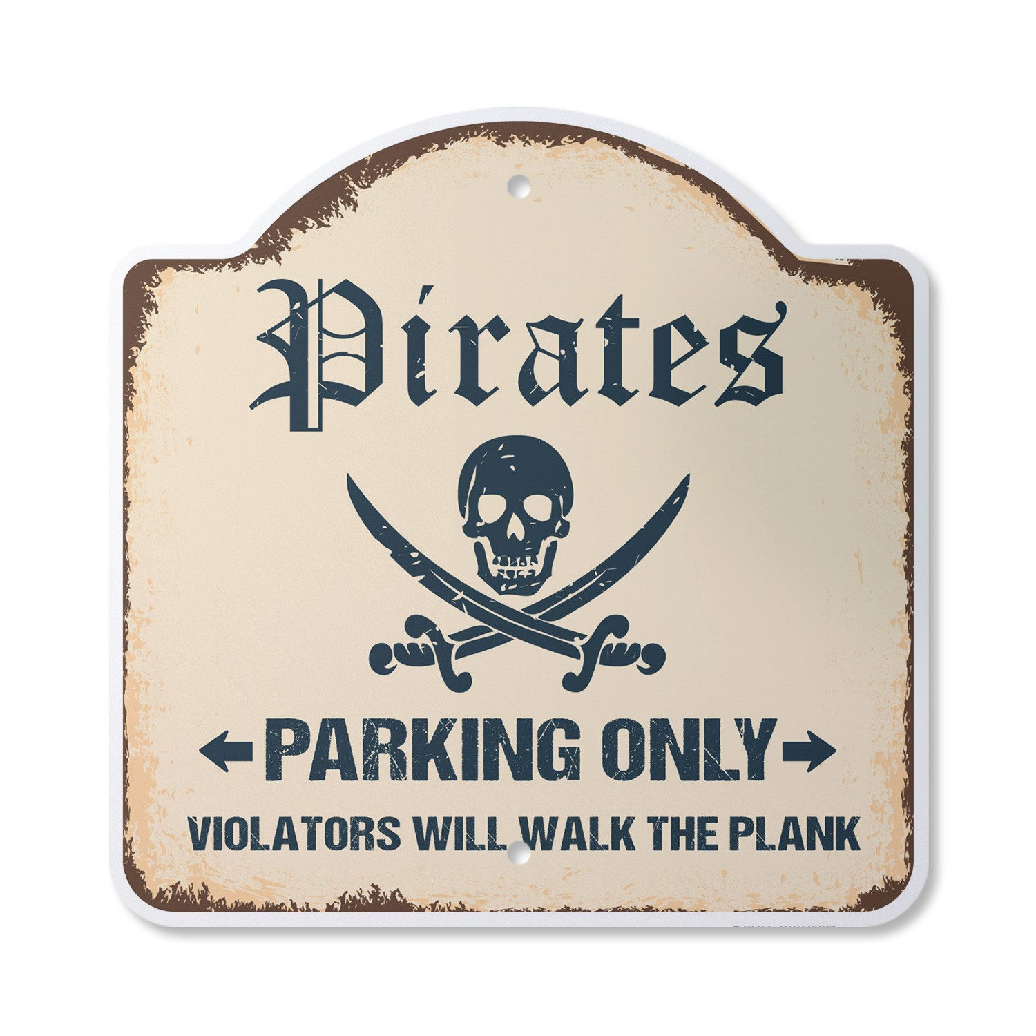 Pirates Parking Plastic Sign Blackbeard Captain Hook Kidd Gangplank