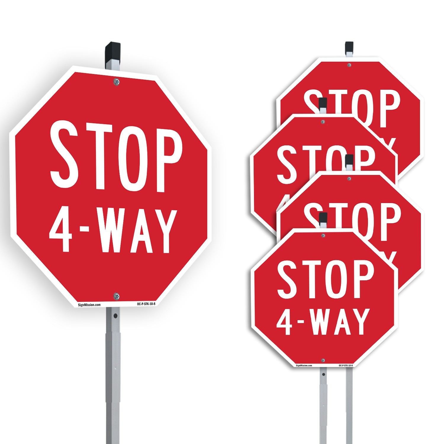 Stop 4-way Octagon Sign With Stake Weather Resistant UV Protected