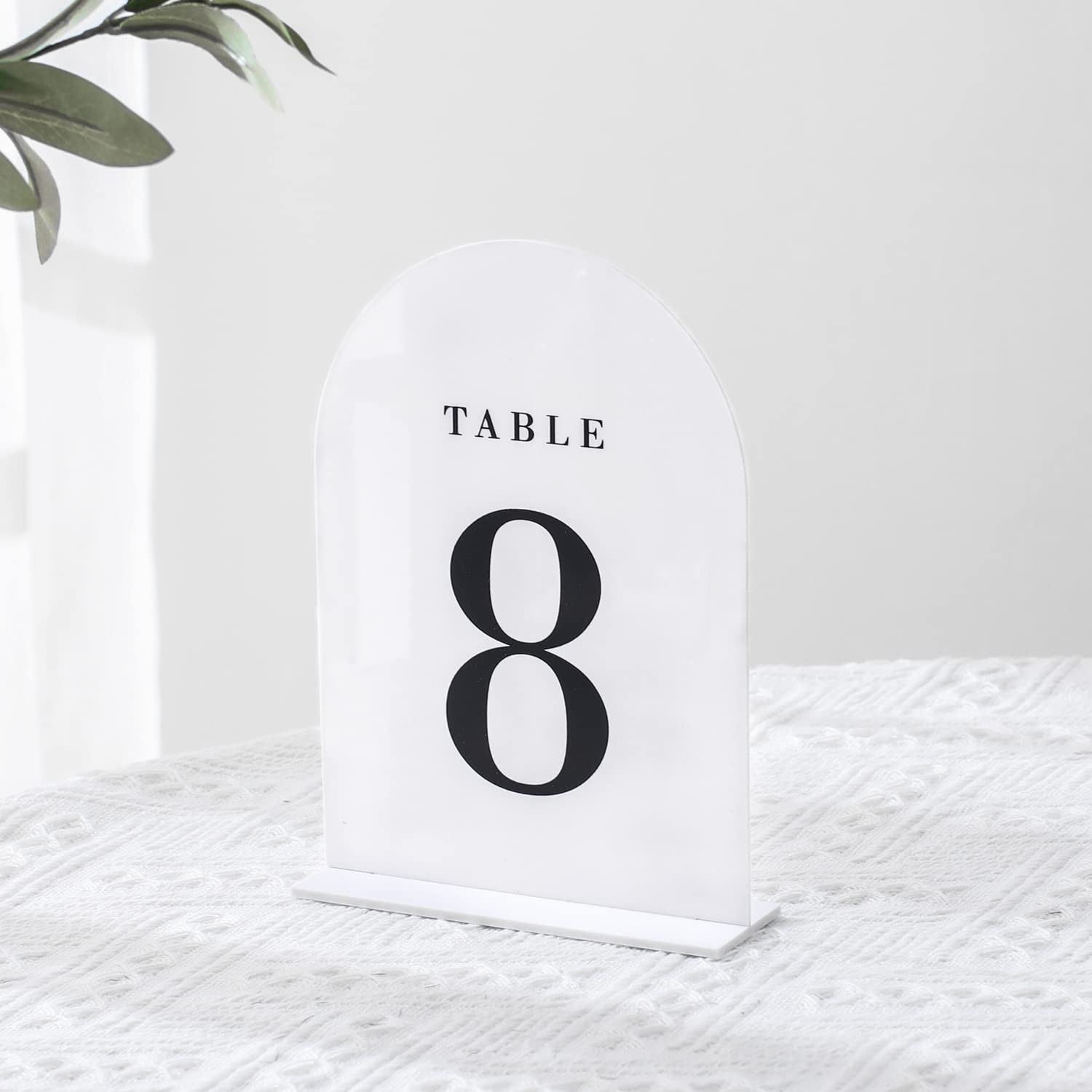 White Arch Wedding Table Numbers with Stands 1-15, 5×7&Prime; Acrylic Signs and Hol…