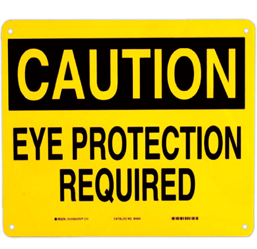 NEW BRADY Caution Eye Protection Required Aluminum Safety Sign 10&Prime; x 14&Prime; 40964