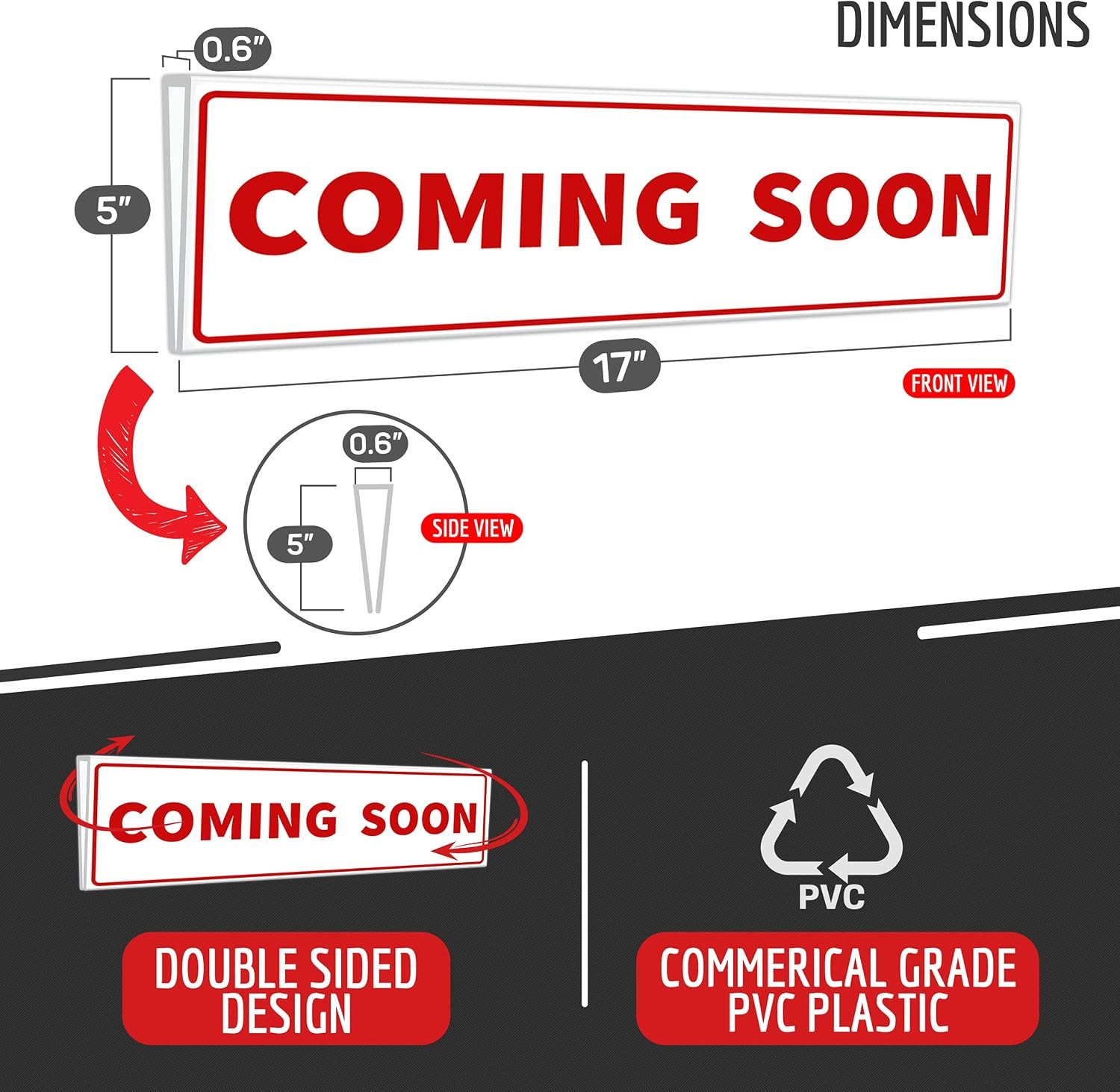 1PC – Coming Soon Real Estate Sign Riders Sleeves, 17&Prime; X 5&Prime;- Double Sided – PVC