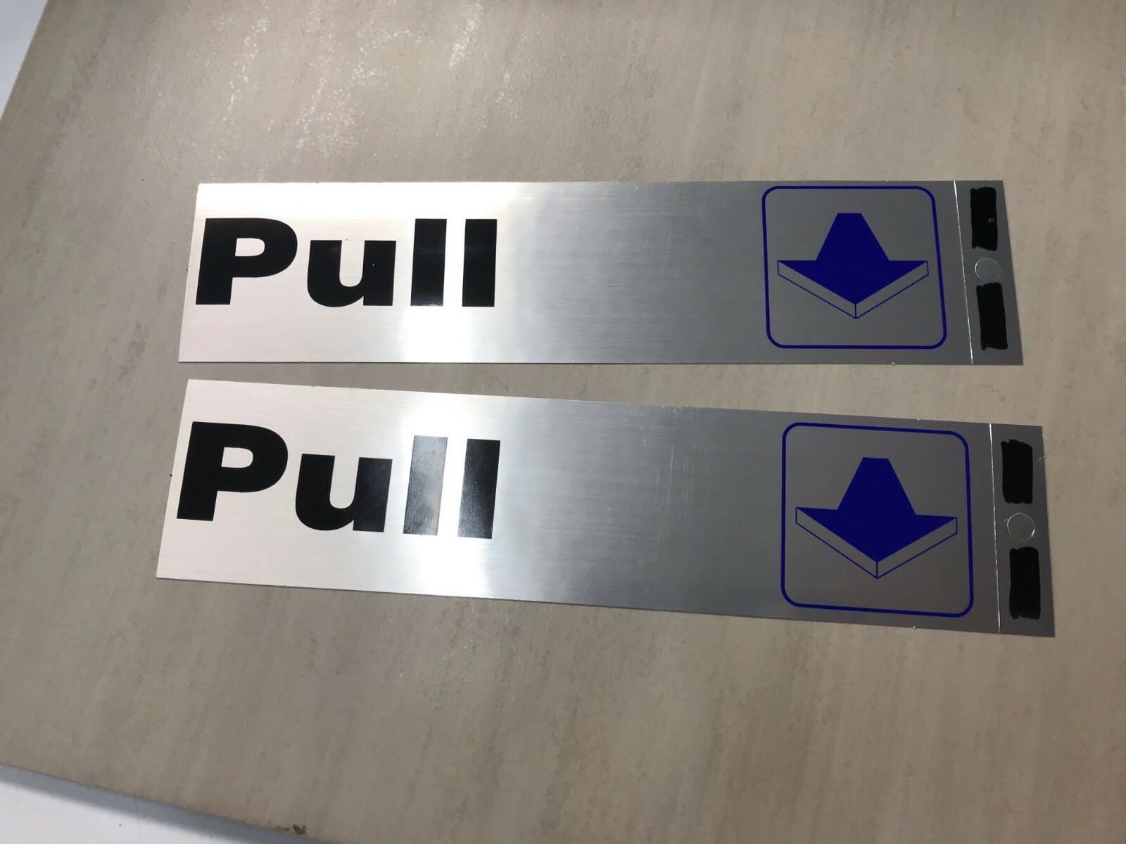 Pull Sign, Black & Blue, Mylar 2×8 Self-Adhesive SET OF 2