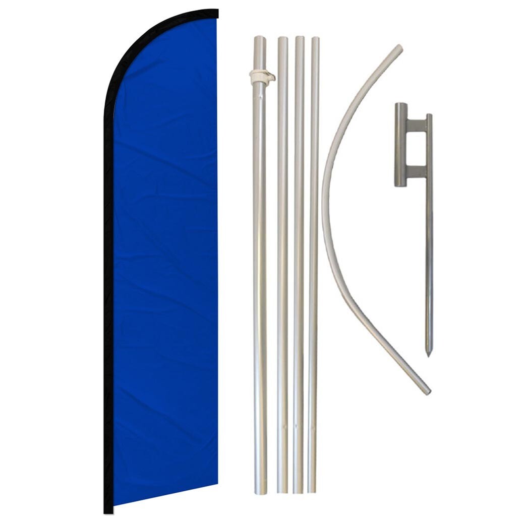 Solid Color Royal Blue Full Curve Windless Swooper Flag Pole Kit Blue Flag