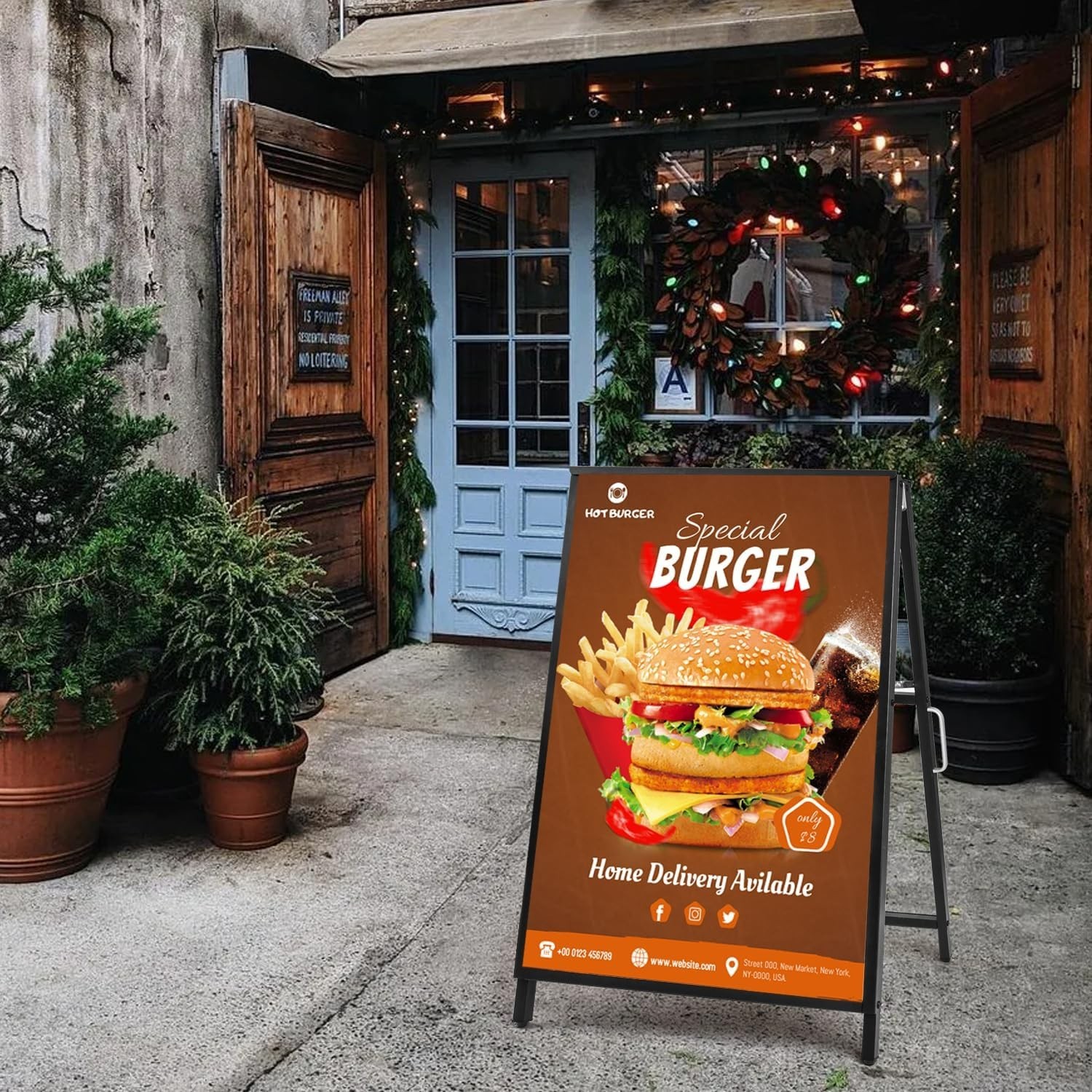 A Frame Sidewalk Sign 24×36 inches Sandwich Board Signs Outdoor Heavy Duty