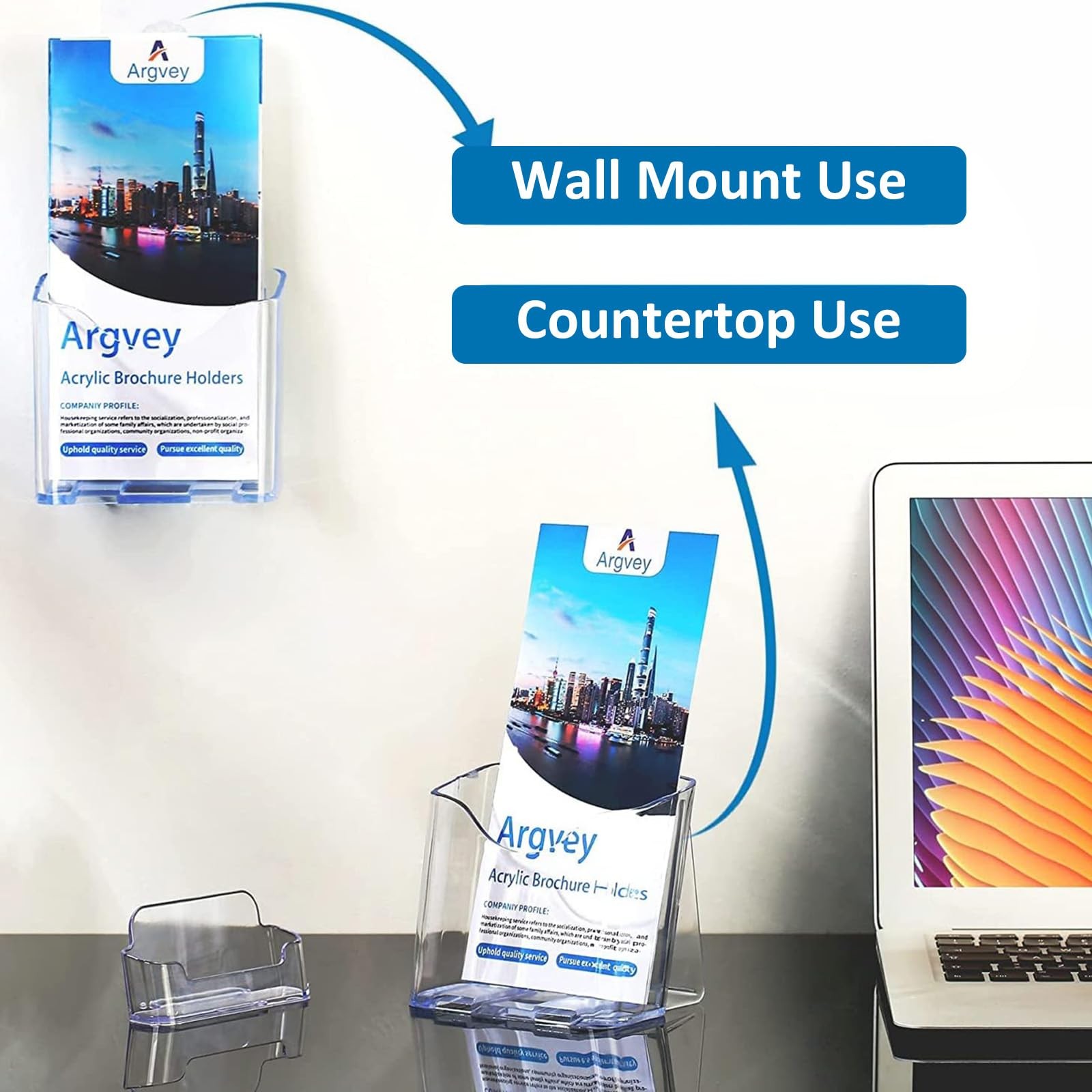 Argvey Acrylic Brochure Holder 4×9 Inch, Clear Pamphlet Display clear