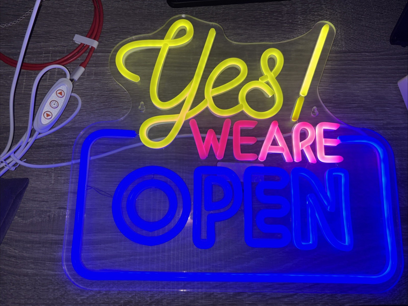 « Yes! We Are Open » LED Neon Sign – Bright Business Storefront Display – New
