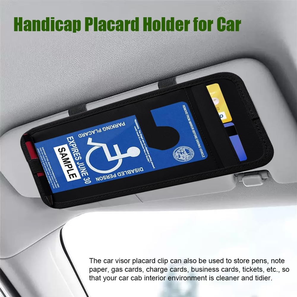 2PCS Handicap Placard Holder for Auto, Disabled Parking Permit 2PCS, Black