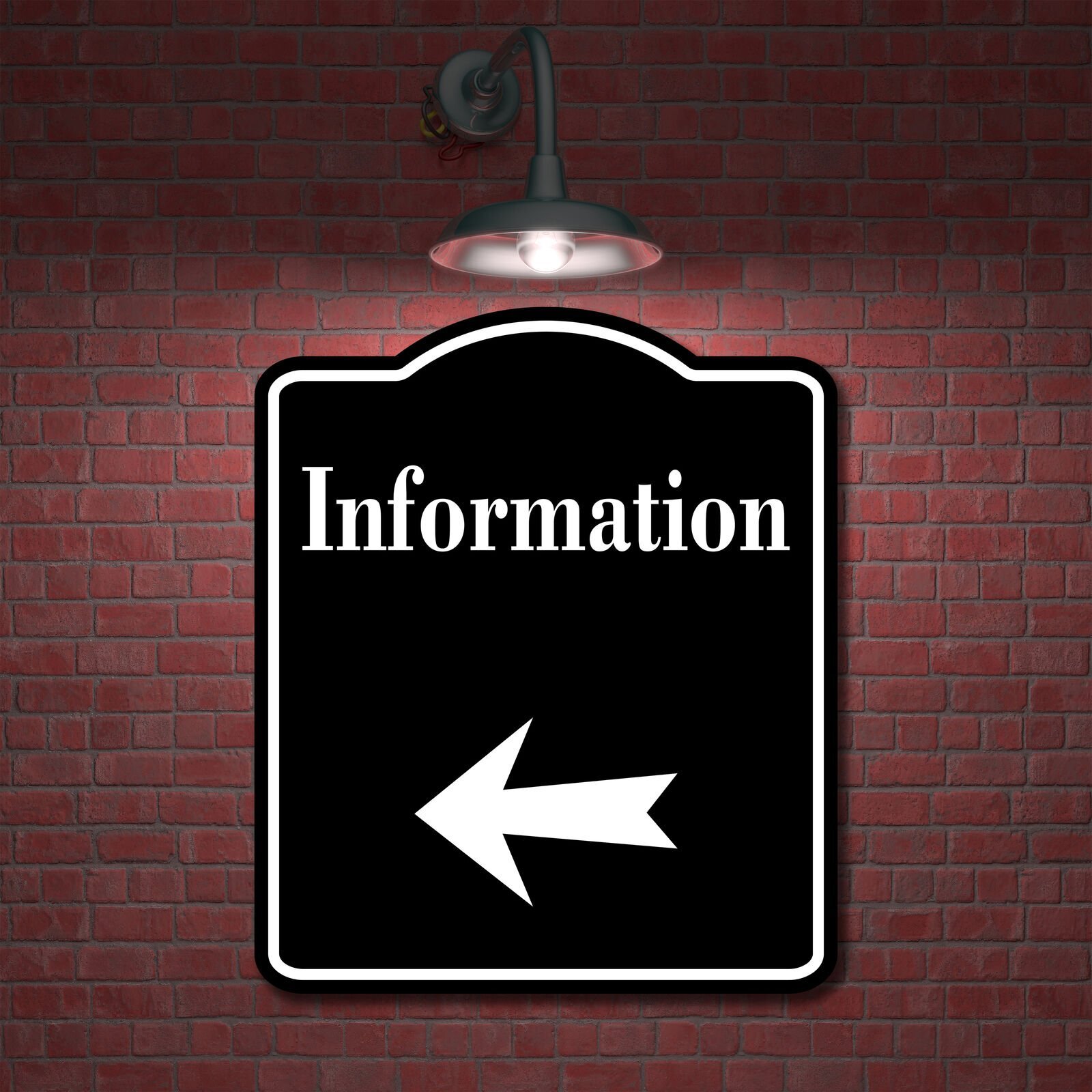 Information Left Arrow BLACK Aluminum Composite Sign