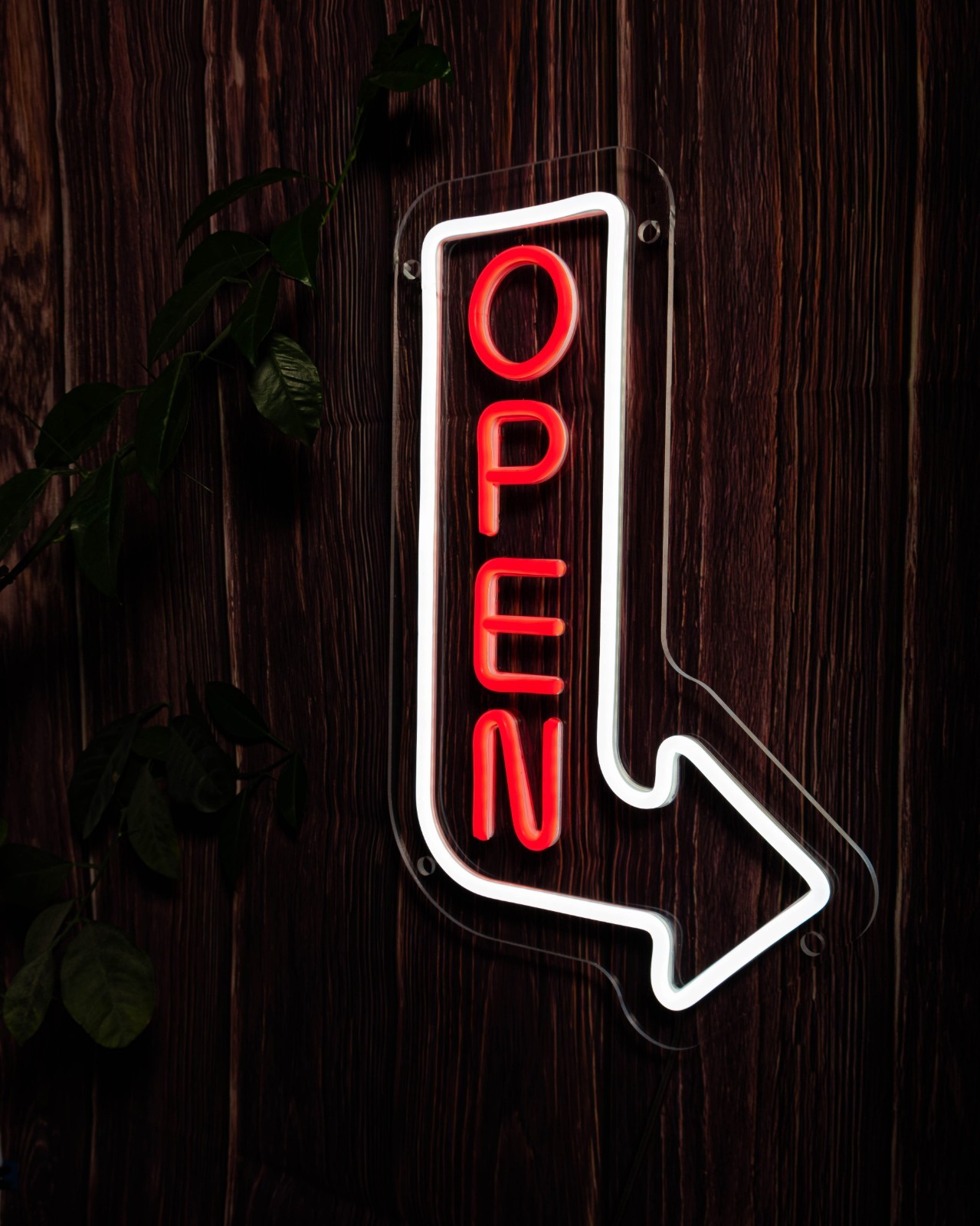 Open Neon Outdoor Vertical Arrow Sign, Waterproof Custom Shop Sign Neon