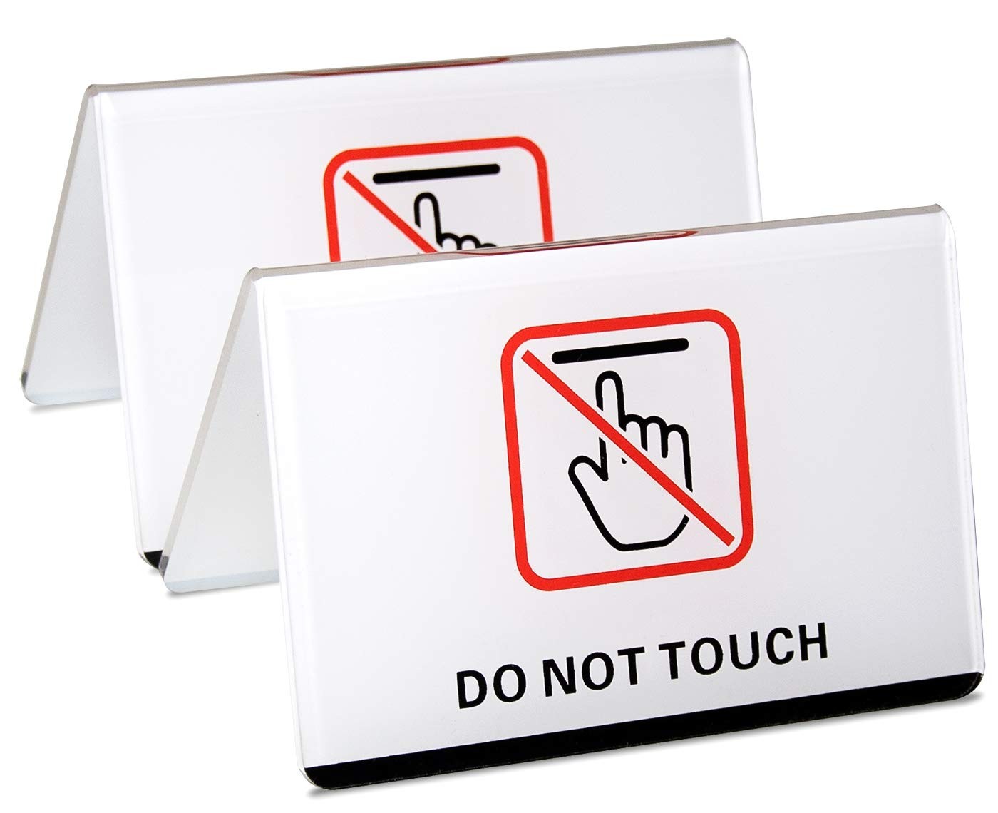 2 PCS Do Not Touch Table Top Sign Clear White Acrylic DoubleSided 4×2.6