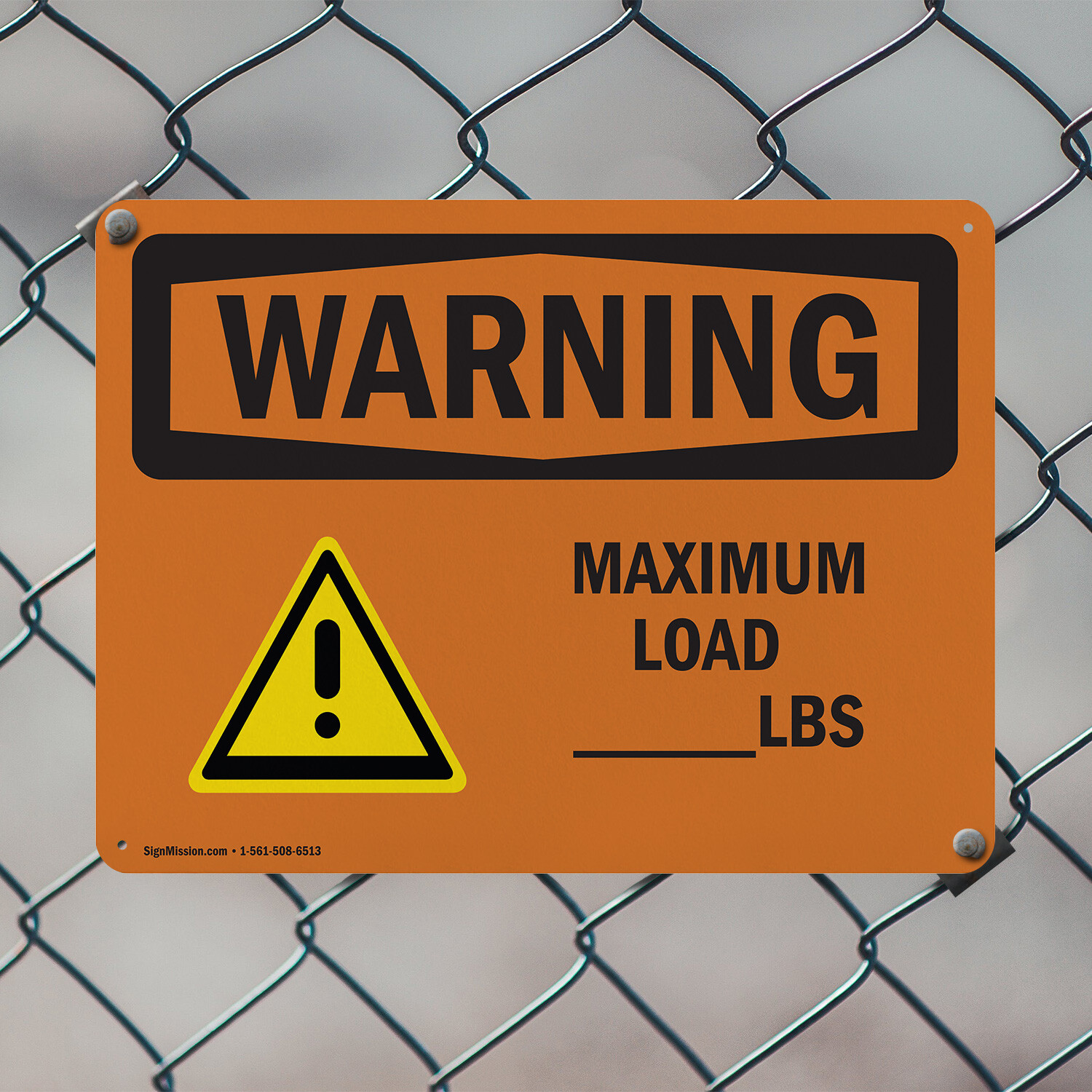 (2 Pack) Custom Maximum Load – Lbs OSHA Warning Sign Decal Metal Plastic