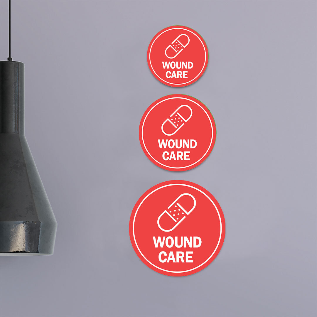 Circle Plus Wound Care Wall or Door Sign | Easy Installation