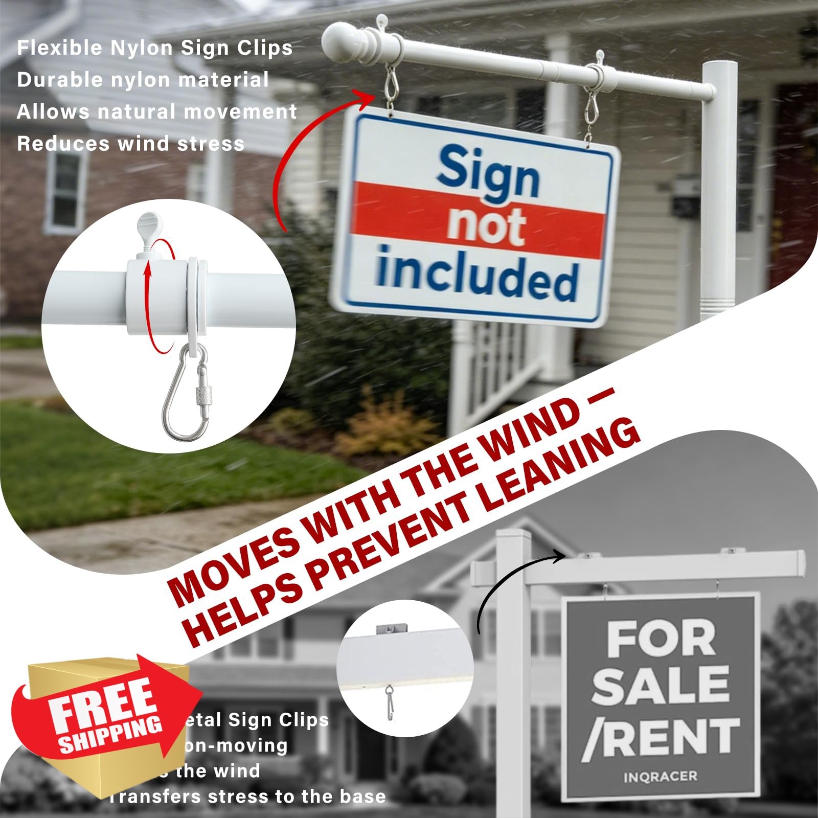 Real Estate Sign Post – Heavy Duty Metal Yard Sign Holder with Anti-Tip Ancho…