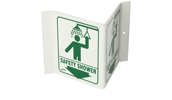 « V » 3D Emergency Shower OSHA Safety First Sign Metal Plastic Decal 6×9 Brady