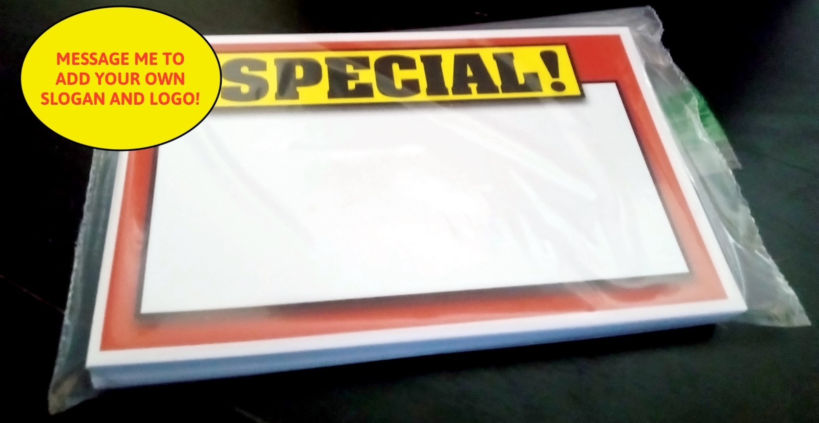 « SPECIAL » store signs for retail 45pcs, 3&Prime; x 5&Prime; med wt cardstock paper CUSTOMIZE