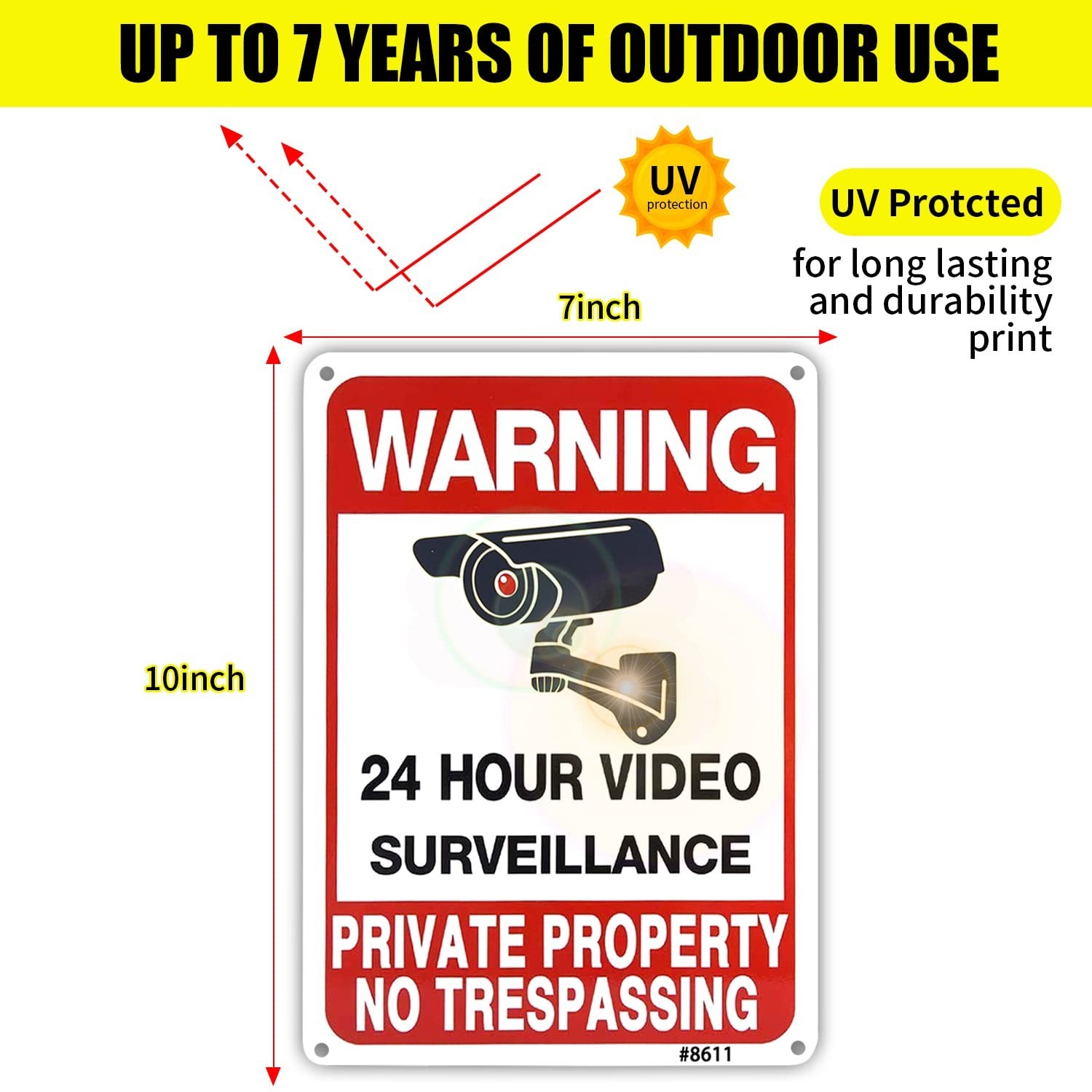 4-Pack No Trespassing Signs Private Property, 10×7 Inch Heavy Duty Rust-Free Alu