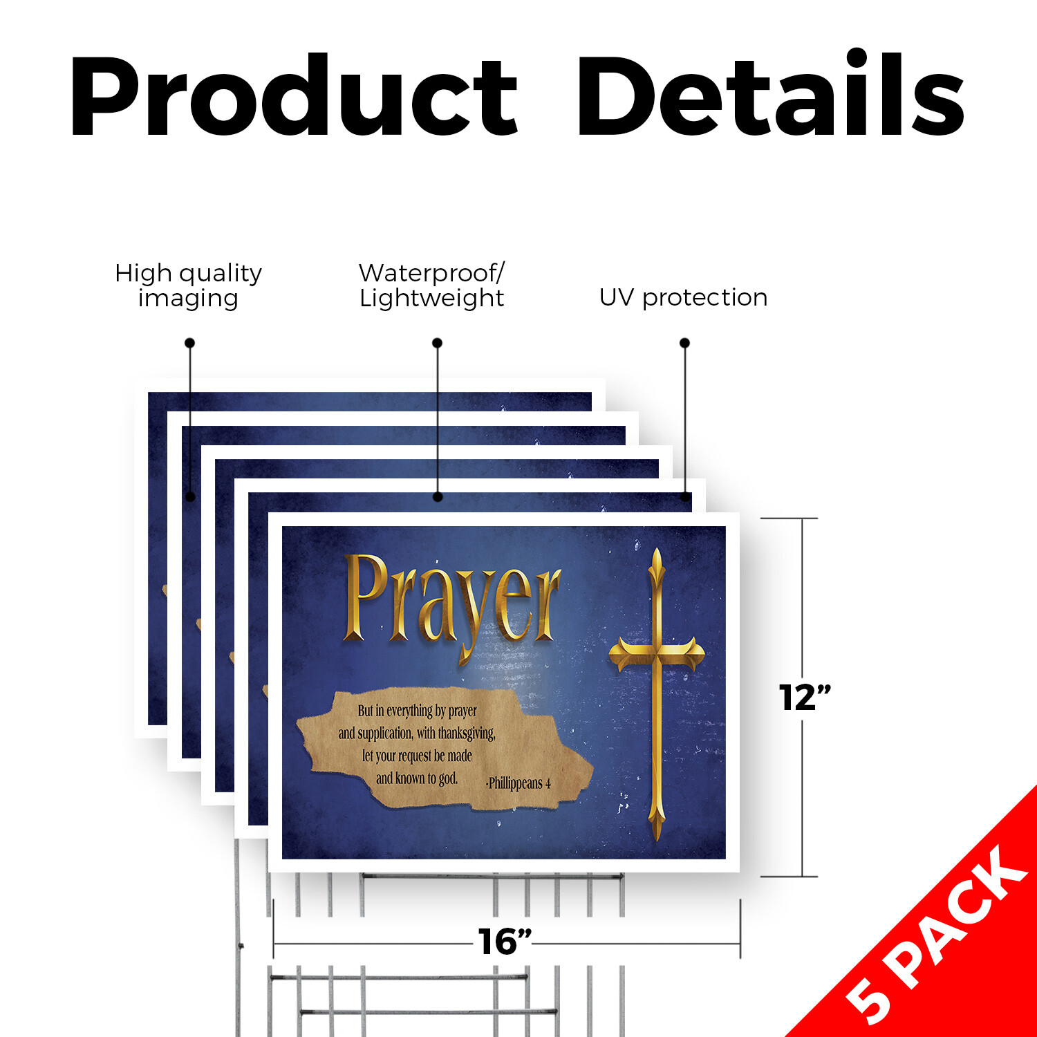 Jesus Prayer Yard Sign Religious Inspiration, Daily Faith, Durable Material