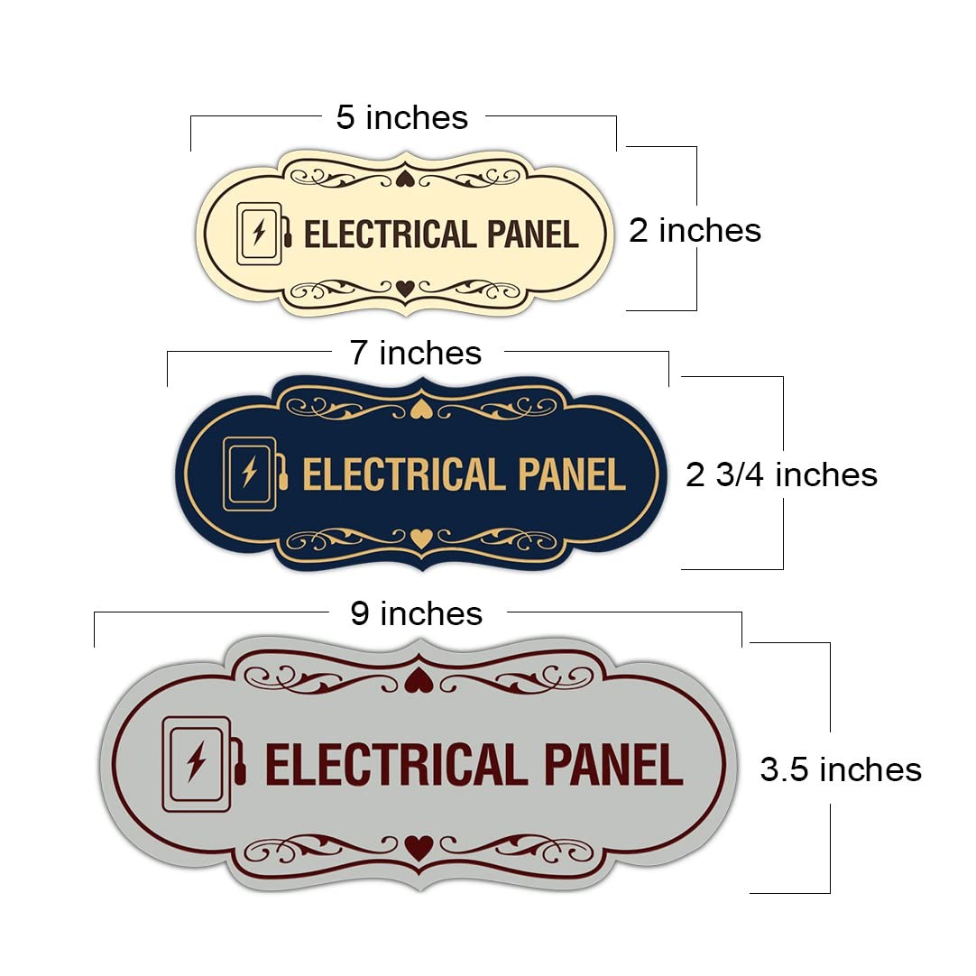 Designer Electrical Panel Box Sign Black Gold Large 1 Pack Office Signage