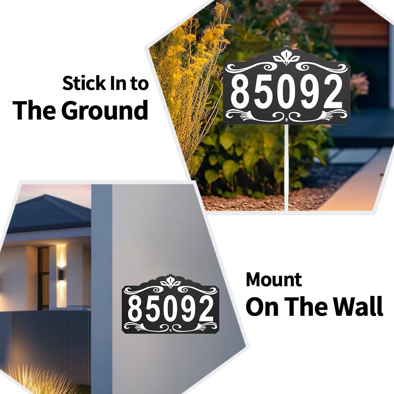 Metal Address House Number Sign for Outside, 28 x 13 Inch Address Plaque with…