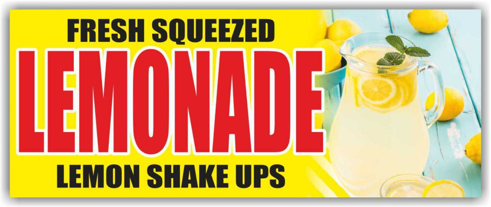 FRESH SQUEEZED LEMONADE LEMON SHAKE UPS Advertising Banner Vinyl Mesh Sign drink