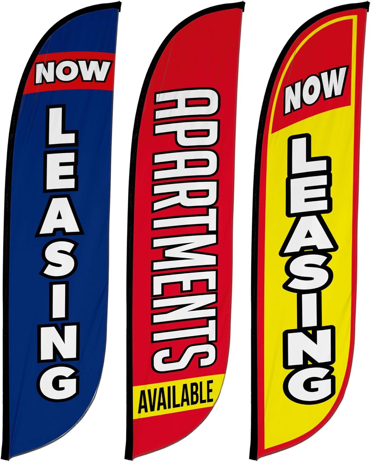 LookOurWay Real Estate Feather Flag Bundle 3-Pack – 12 Feet Tall Advertising Fla