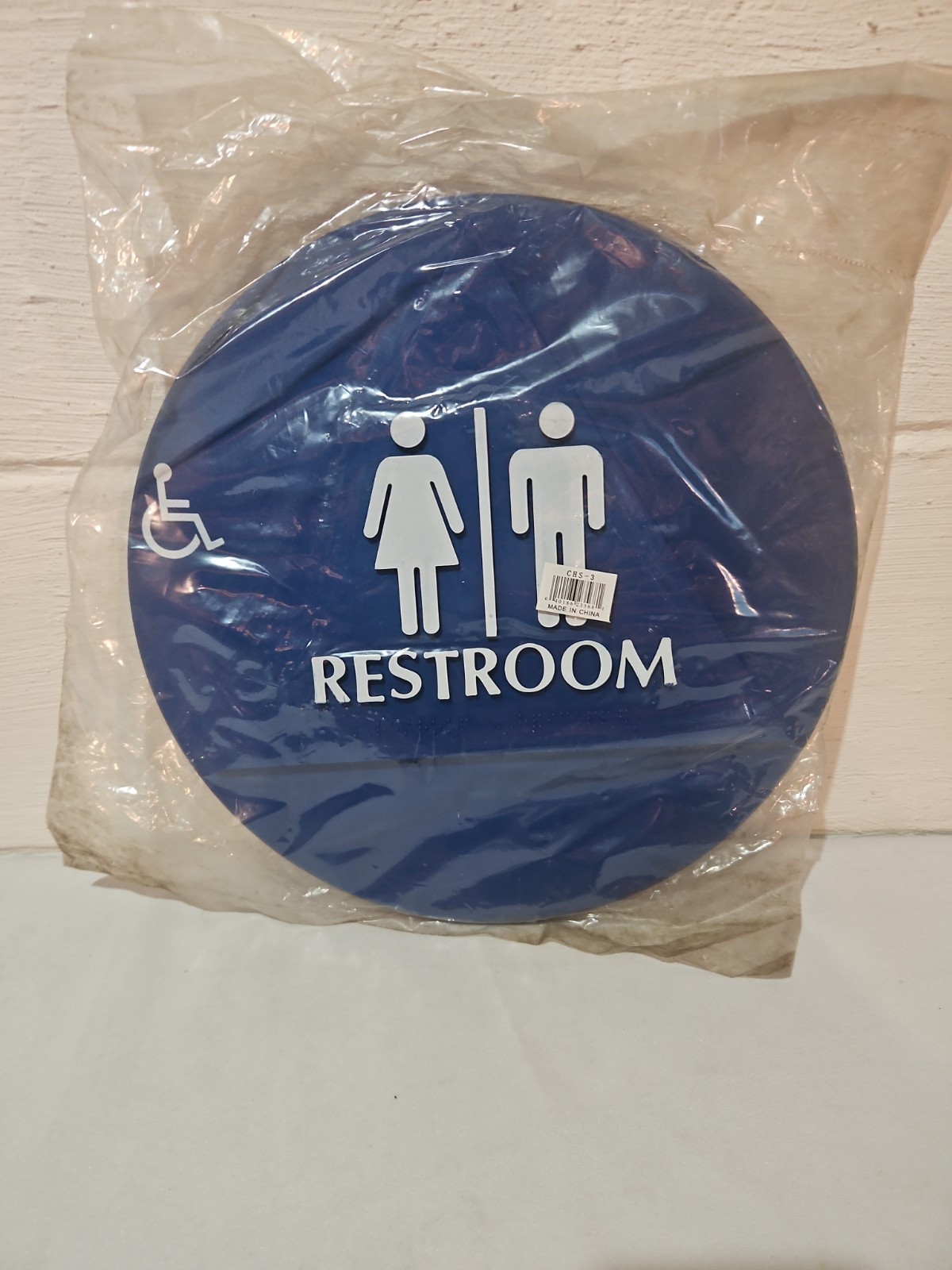 Unisex Handicap Restroom Sign (Blue) 12&Prime; Round